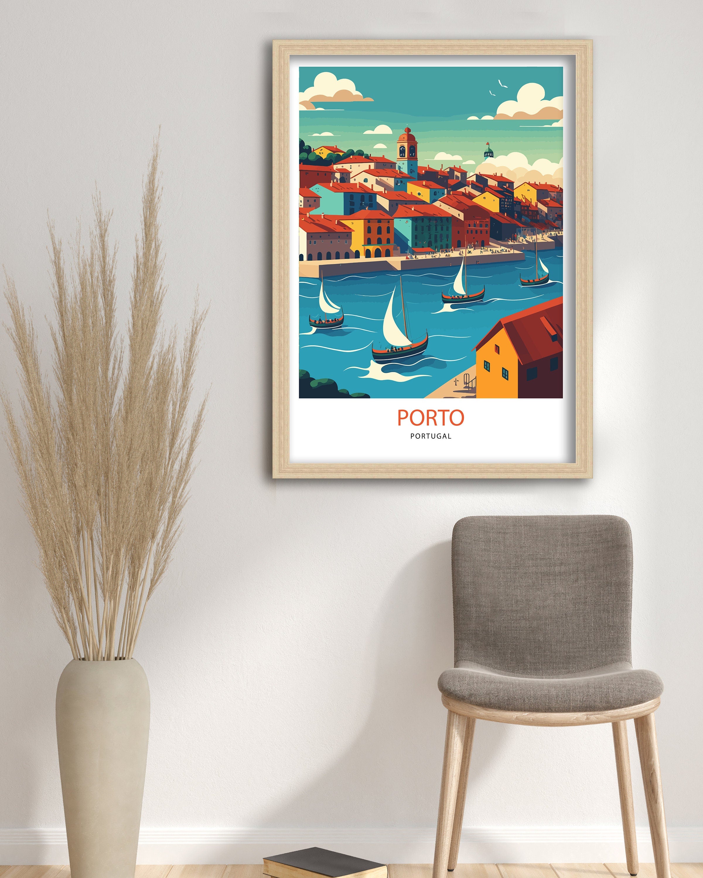 Porto Portugal Art Print, Cityscape Travel Poster