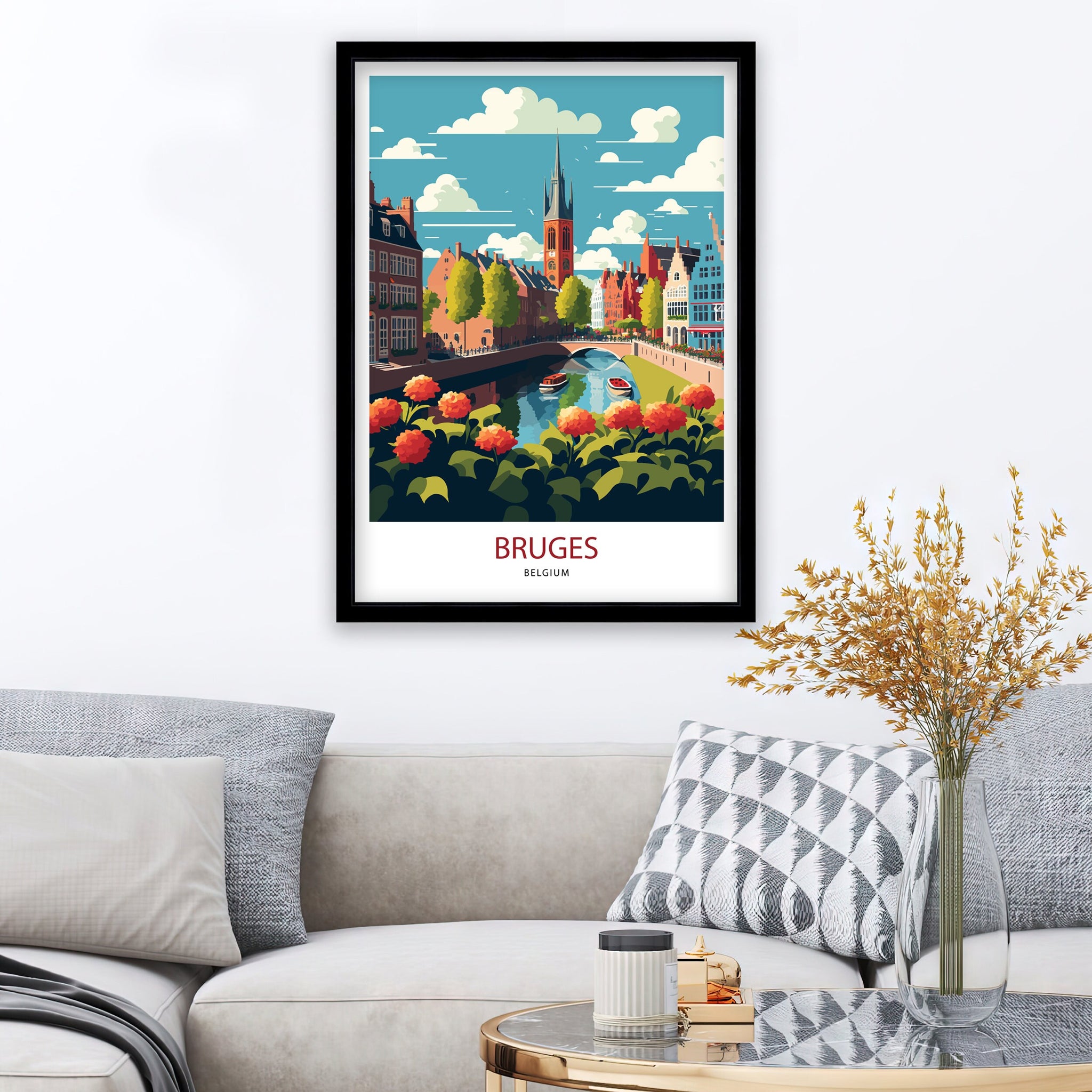 Bruges Belgium Travel Poster, European City Art Print