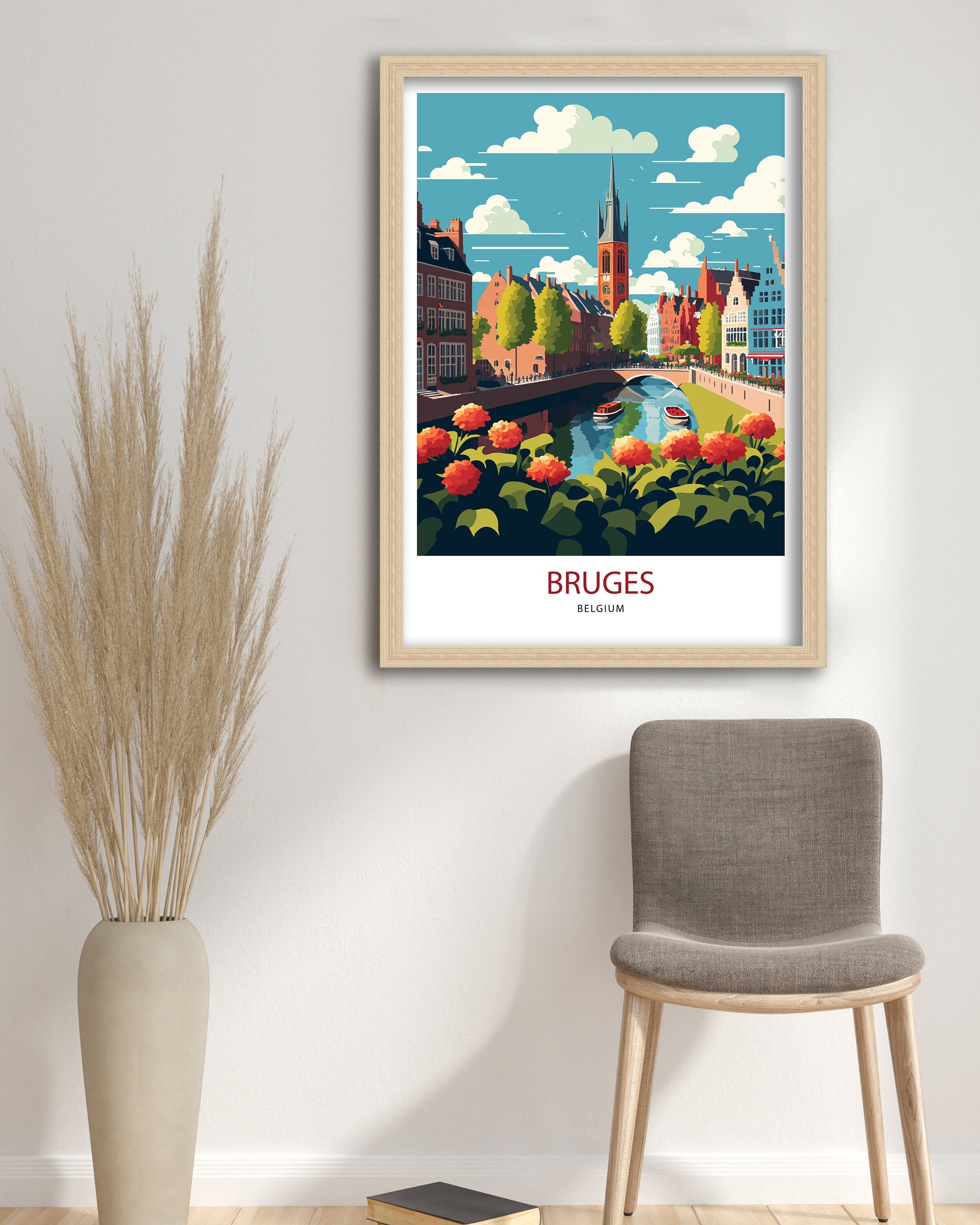 Bruges Belgium Travel Poster, European City Art Print