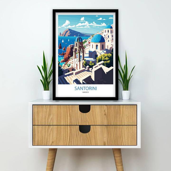 Santorini Greece Travel Poster, Art Poster , Wall Art, Art Poster