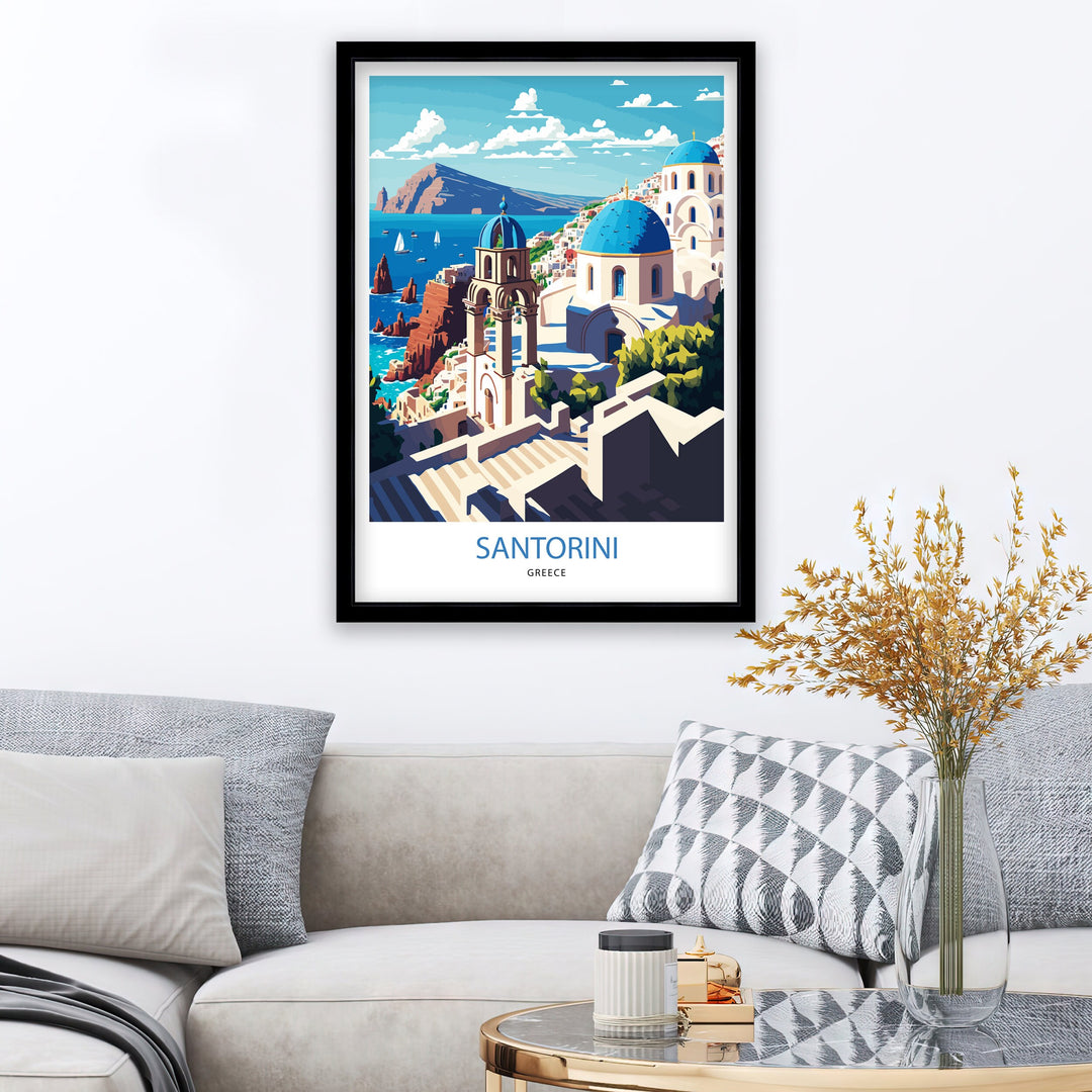 Santorini Greece Travel Poster, Art Poster , Wall Art, Art Poster