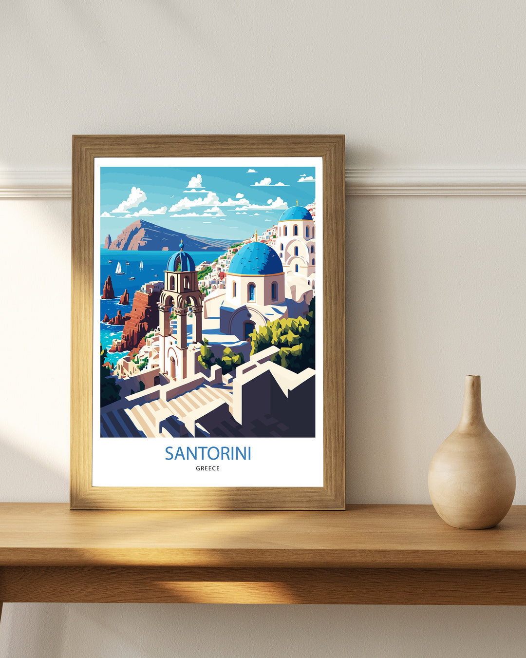 Santorini Greece Travel Poster, Art Poster , Wall Art, Art Poster