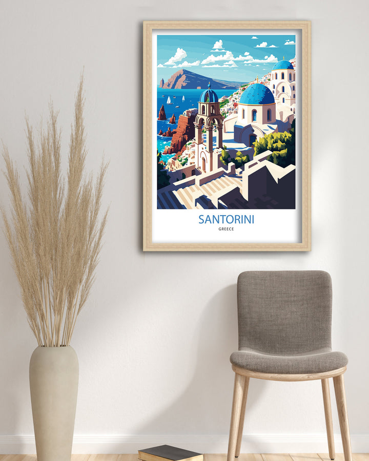 Santorini Greece Travel Poster, Art Poster , Wall Art, Art Poster