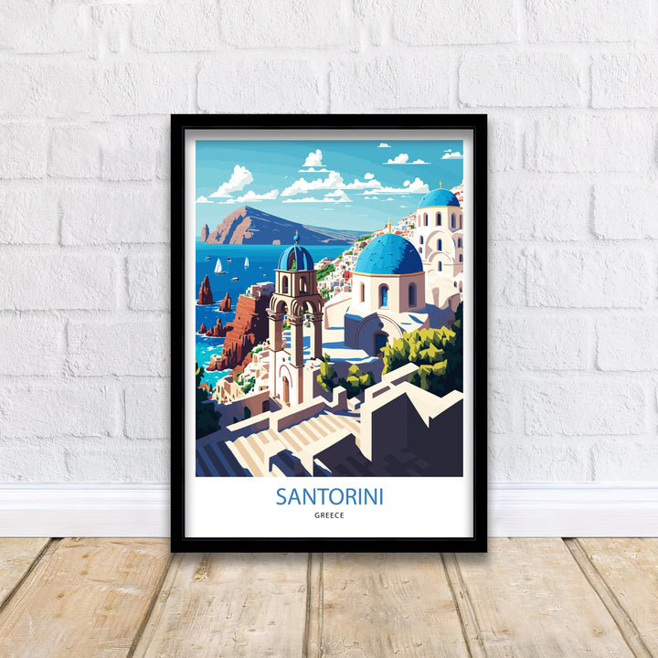 Santorini Greece Travel Poster, Art Poster , Wall Art, Art Poster