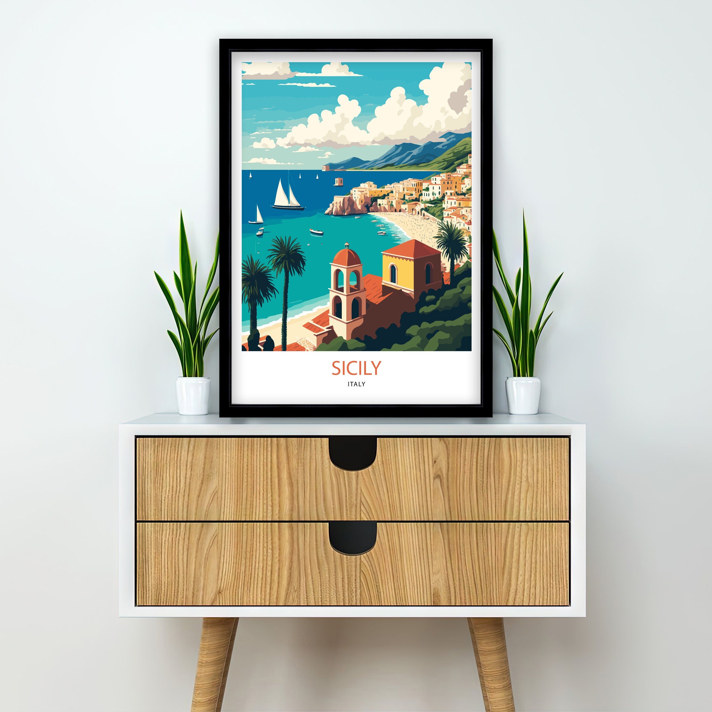 Sicily Italy Travel Poster, Art Poster , Wall Art, Art Poster