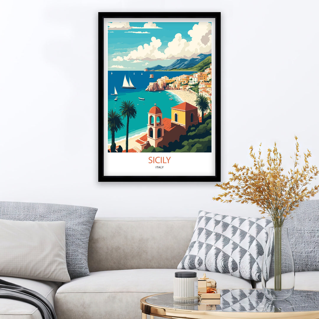 Sicily Italy Travel Poster, Art Print