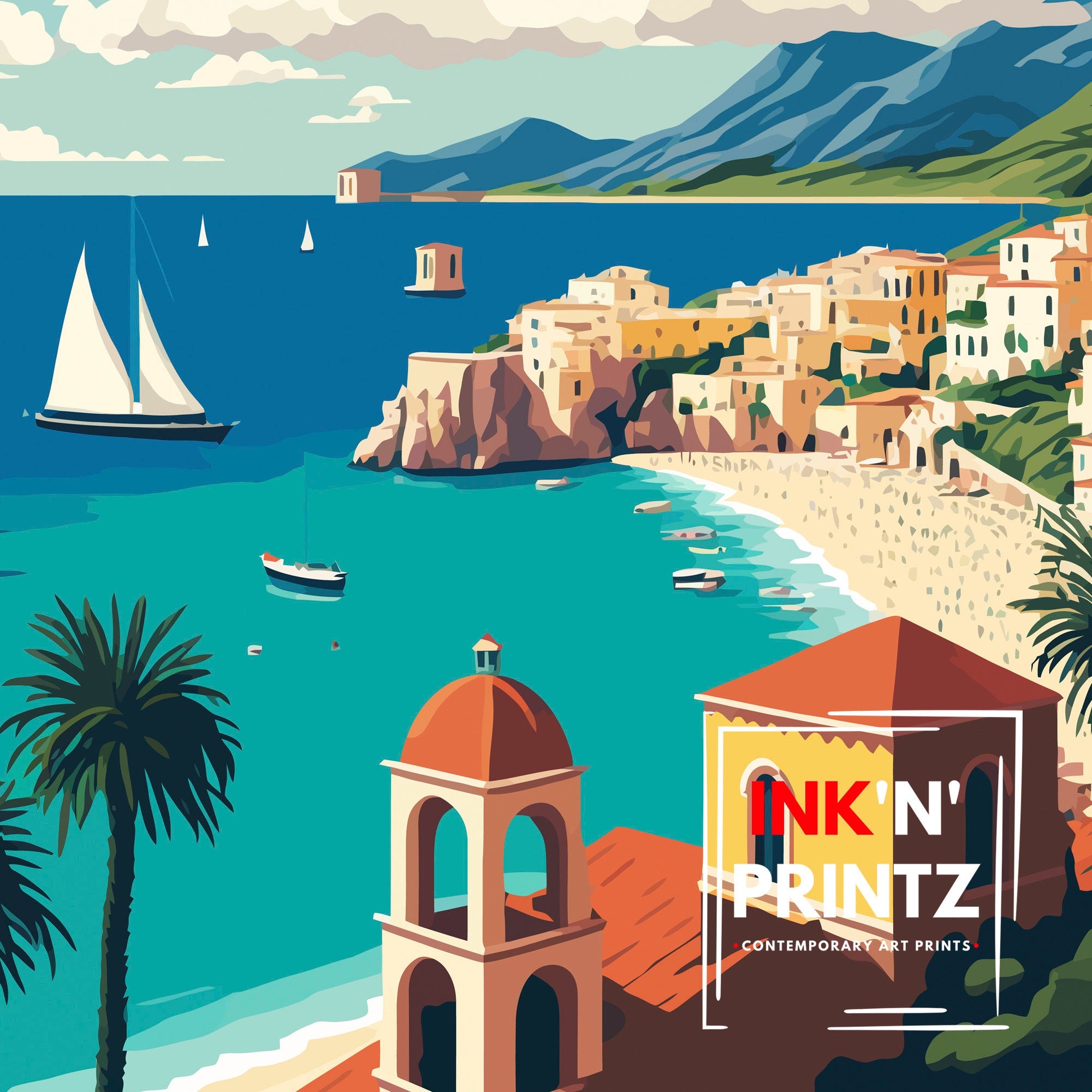 Sicily Italy Travel Poster, Art Poster , Wall Art, Art Poster