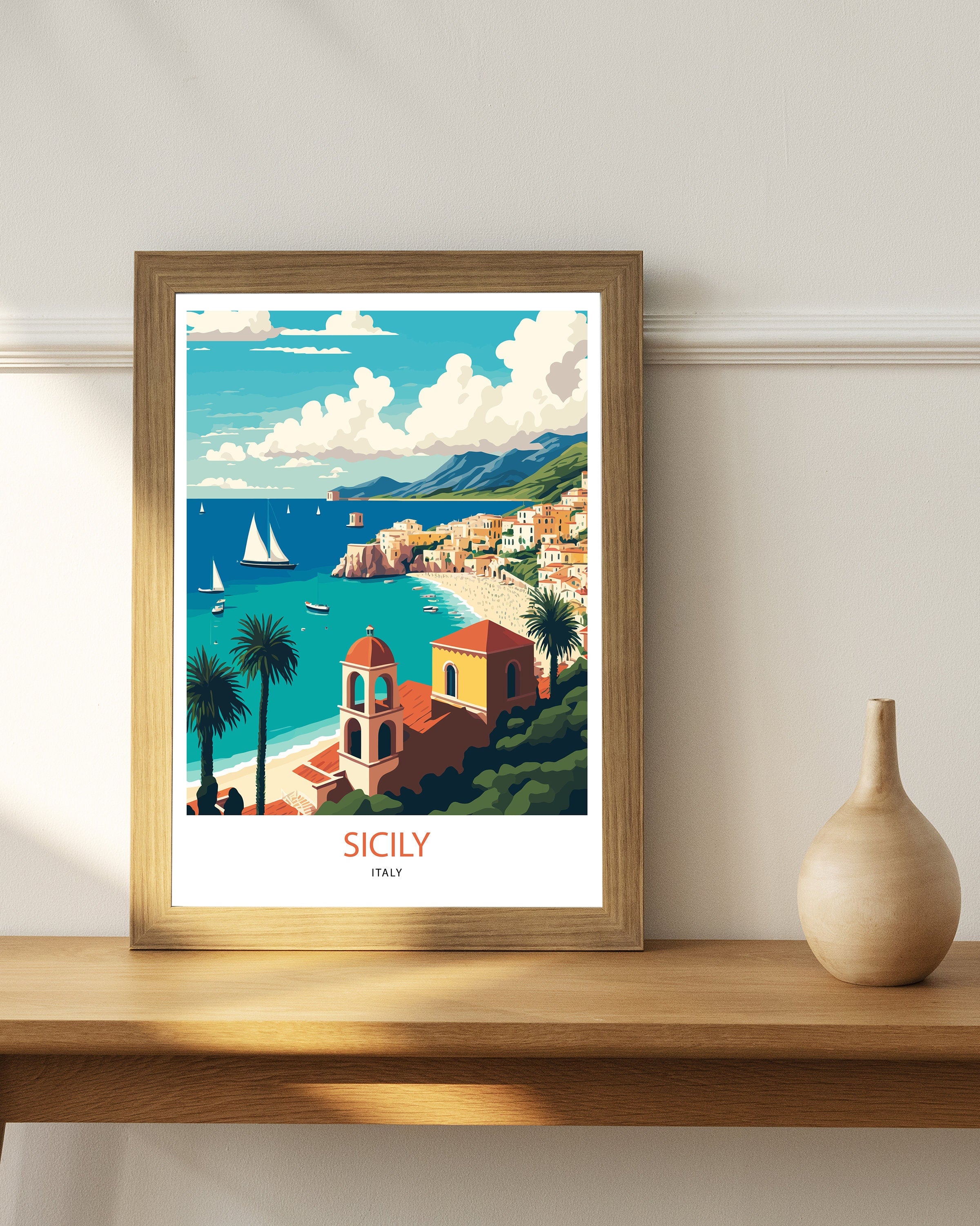 Sicily Italy Travel Poster, Art Poster , Wall Art, Art Poster