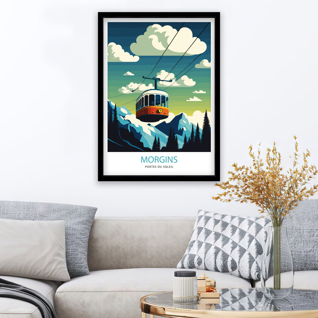 Morgans Ski Resort, Switzerland, Travel Poster, Ski poster, Ski Resort poster, Portes du Soleil, Skiing Poster, Vintage Ski Poster