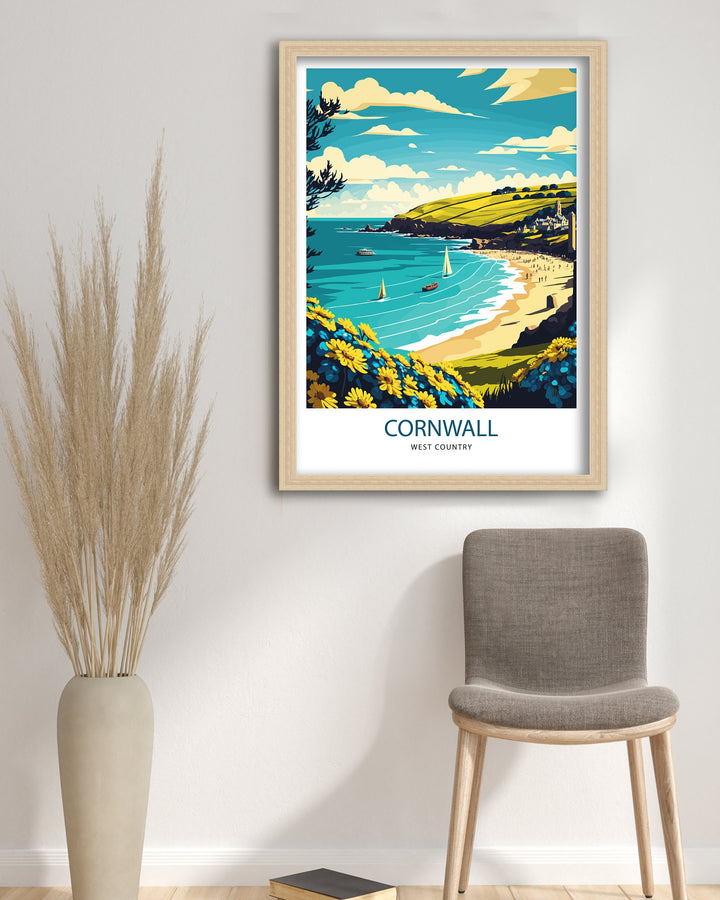 Cornwall Travel Poster, Art Poster , Wall Art, Art Poster