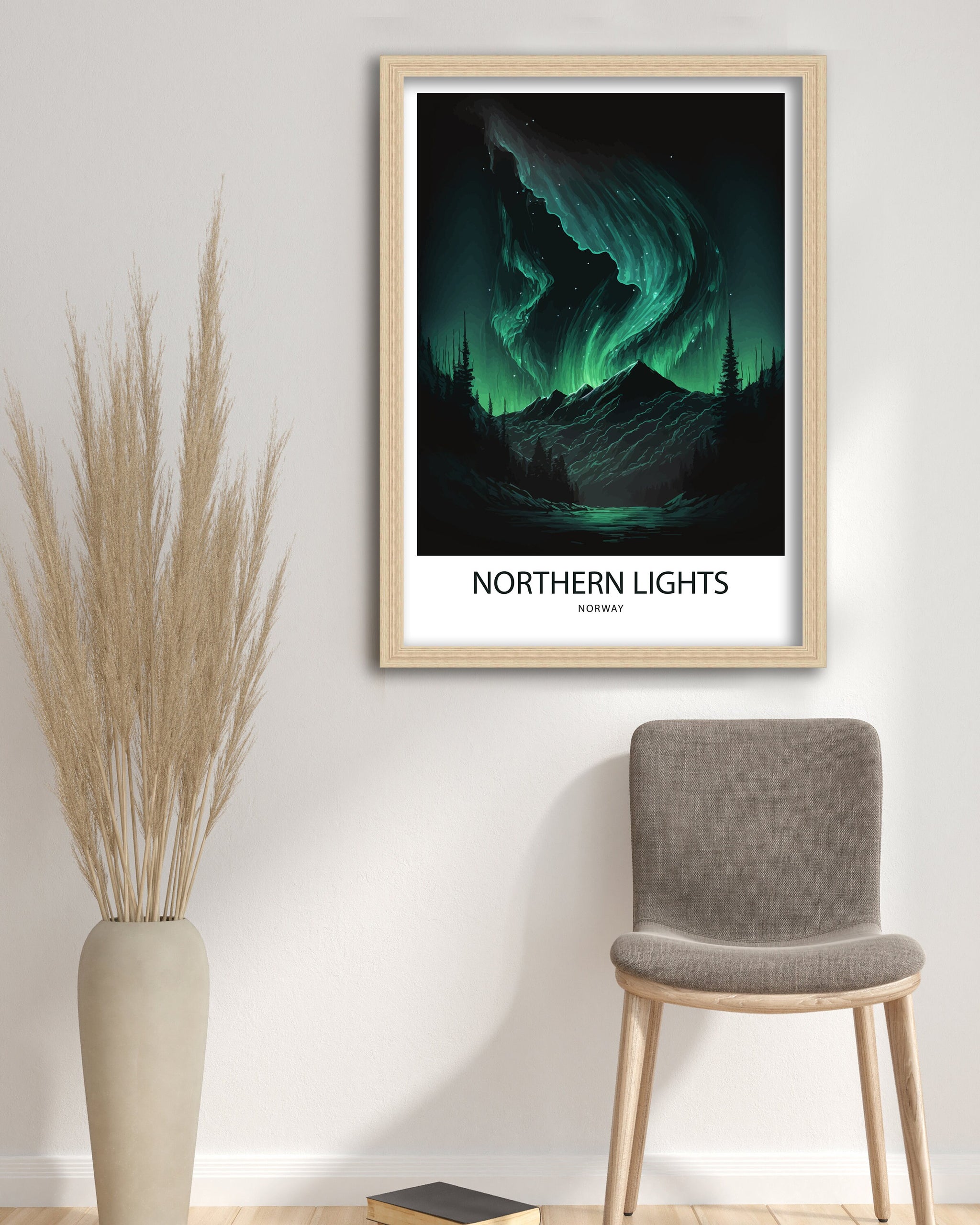 Northern Lights Art Print | Aurora Borealis Travel Poster