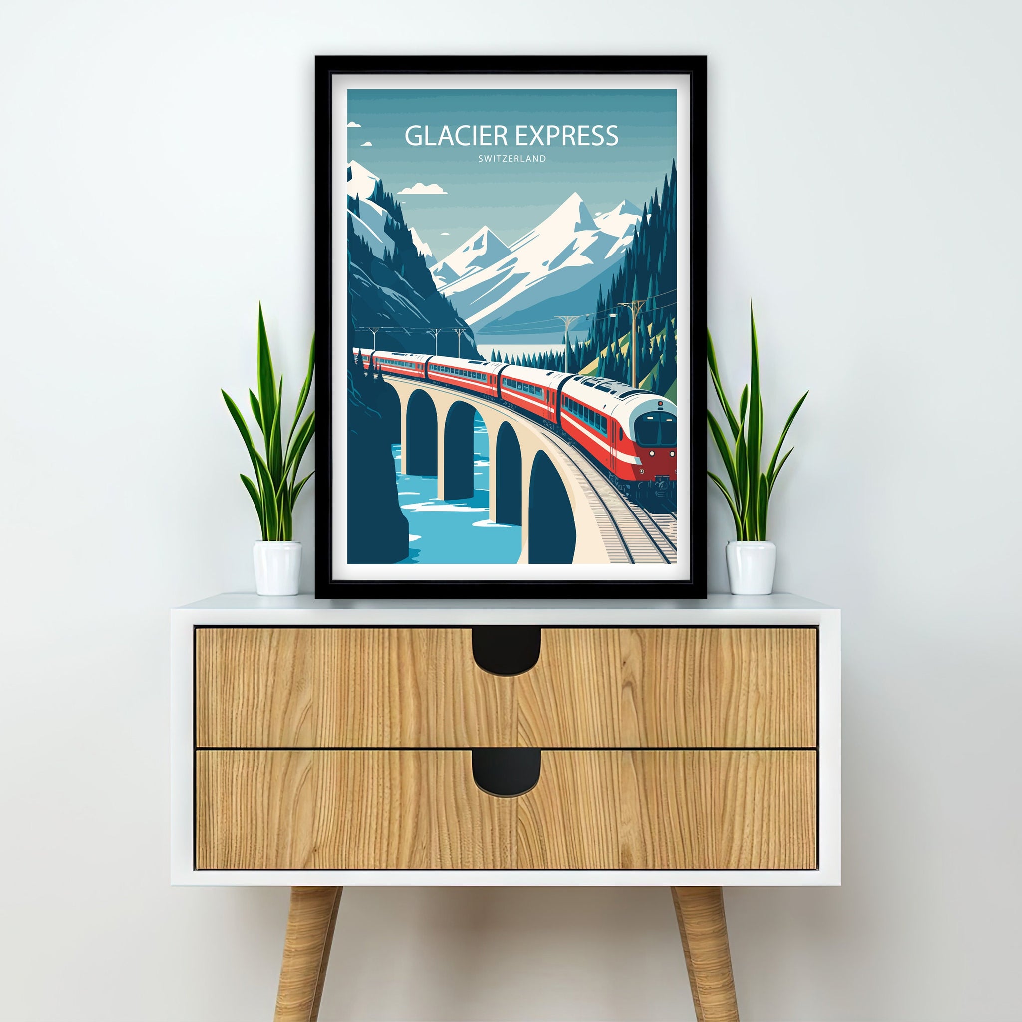 Glacier Express Art Print | Swiss Train Travel Poster