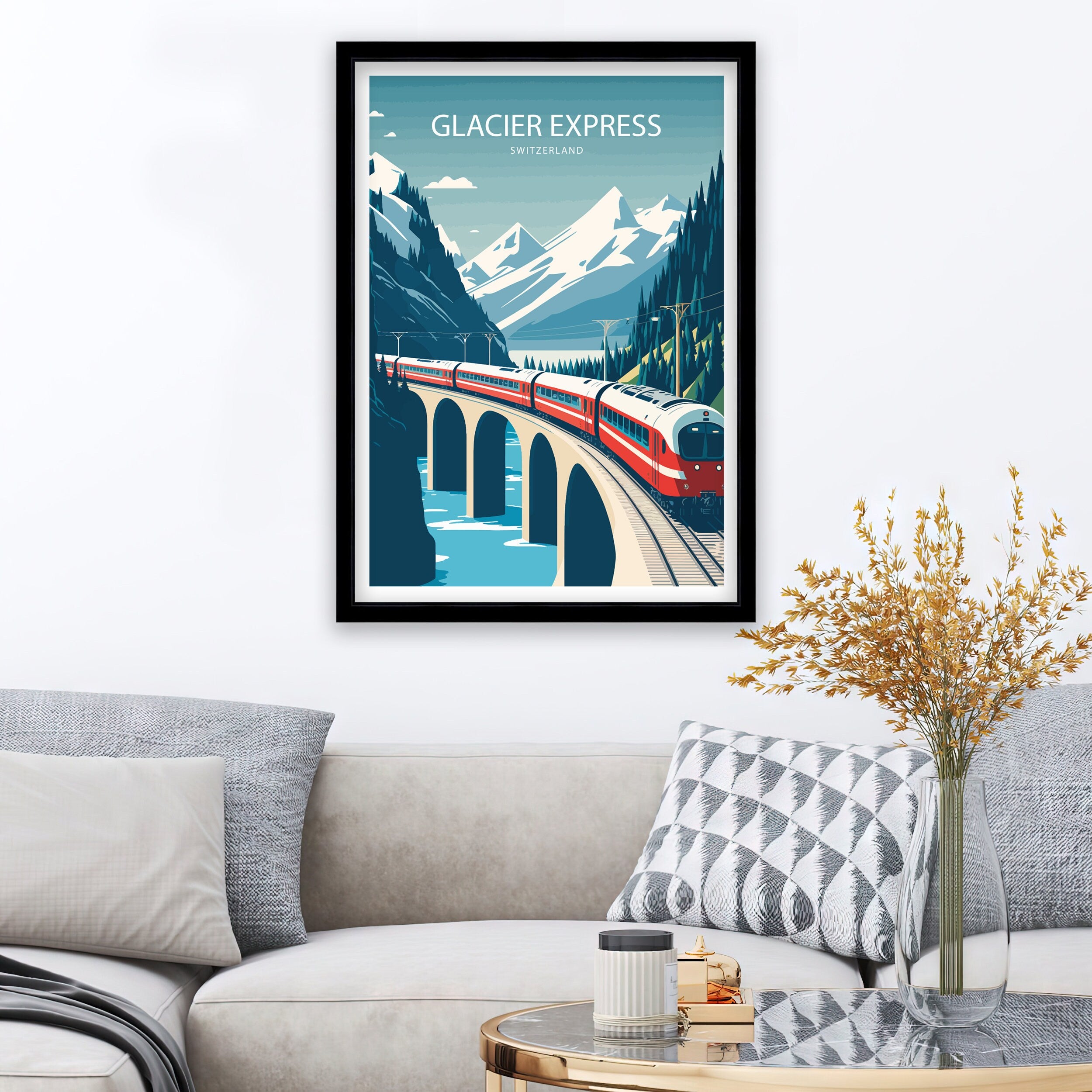 Glacier Express Art Print | Swiss Train Travel Poster