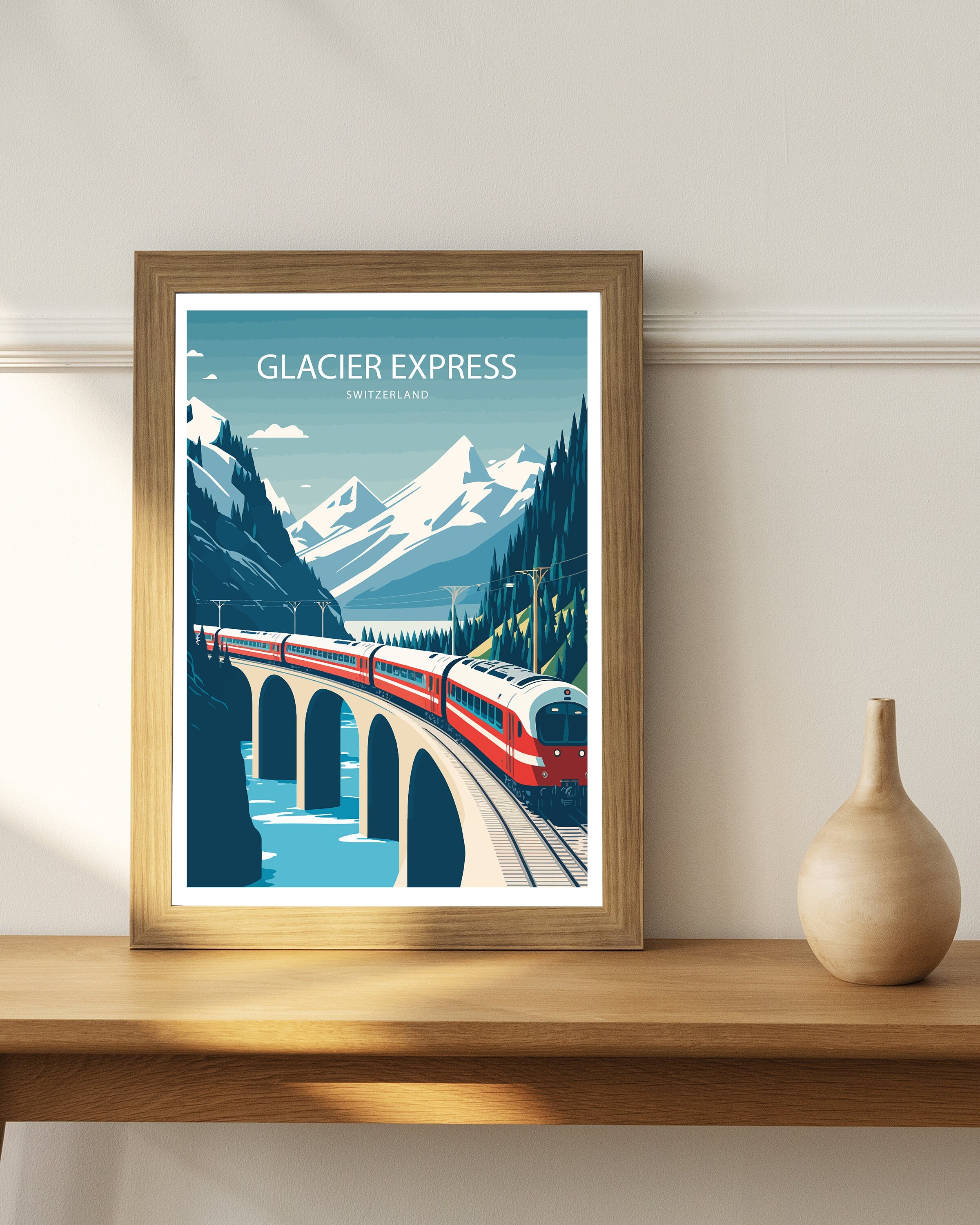 Glacier Express Art Print | Swiss Train Travel Poster