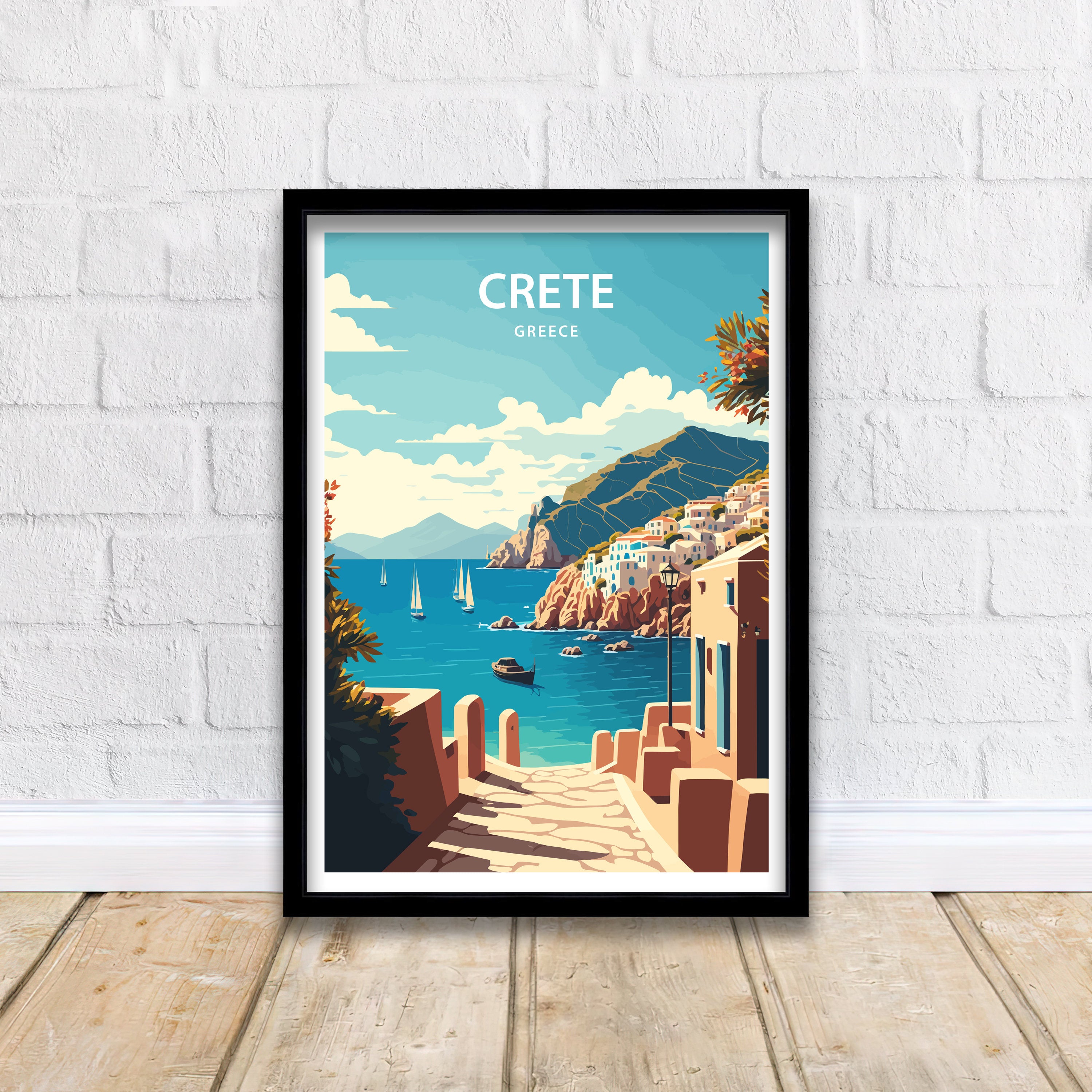 Crete Travel Art Print | Greece Coastal Poster