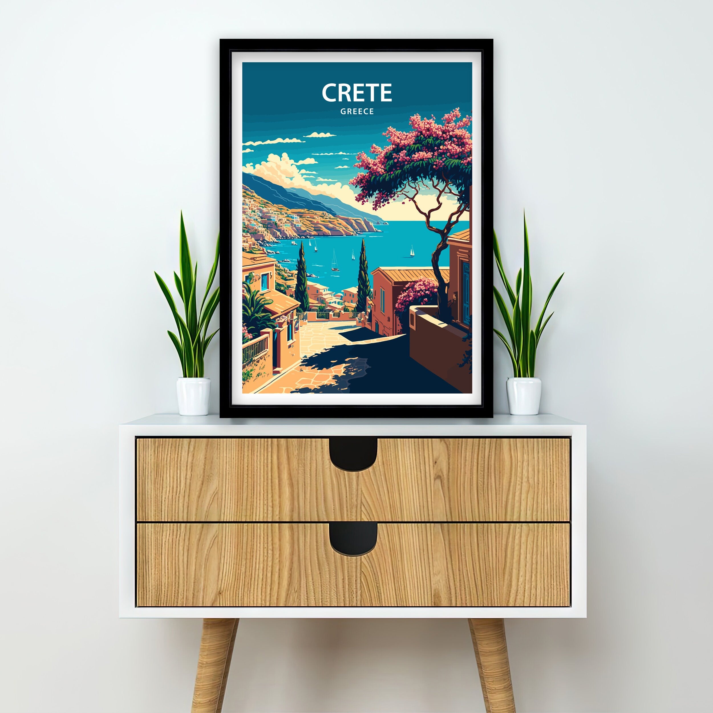 Crete Greece Travel Poster | Coastal Art Print