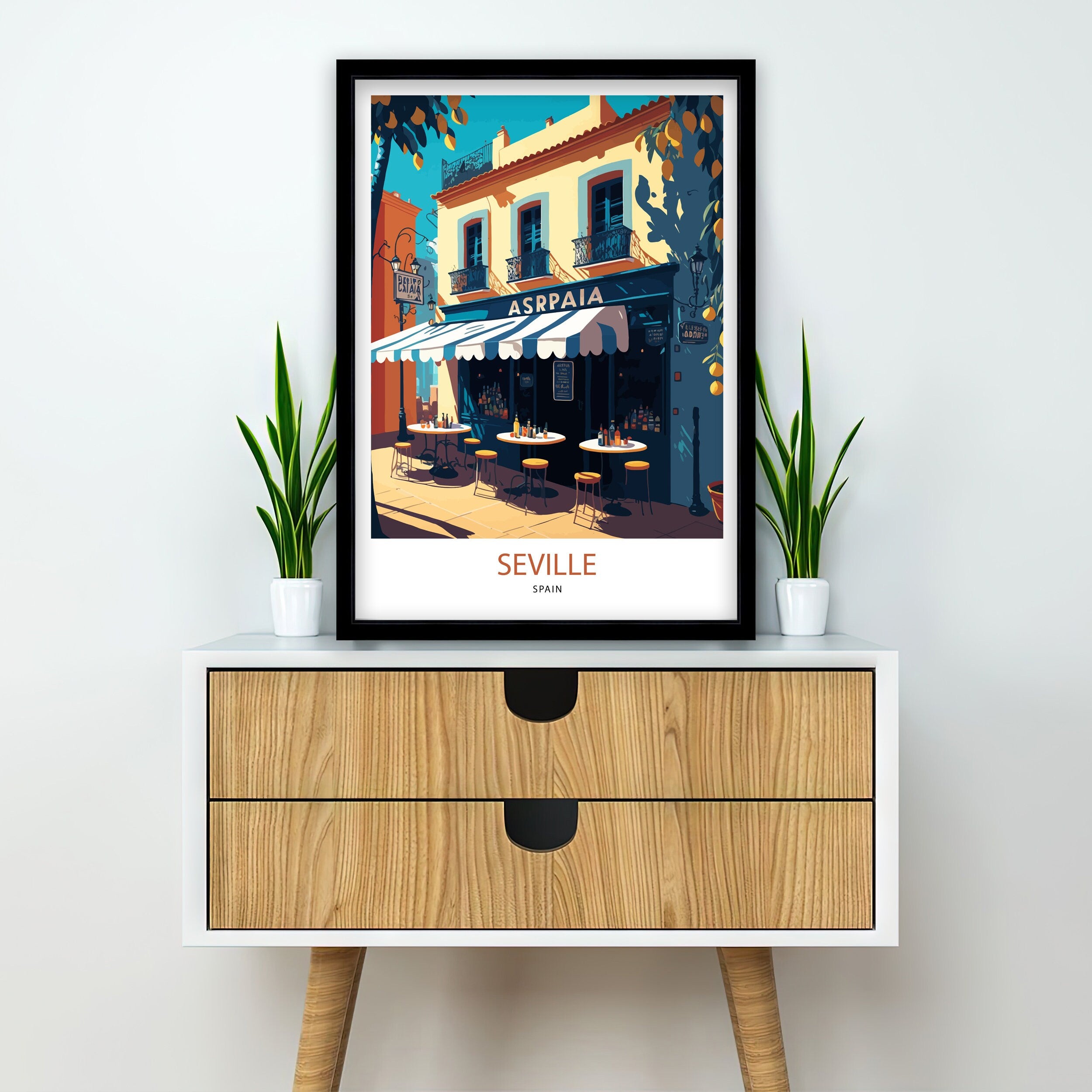 Seville Spain Travel Poster | City Architecture Art Print
