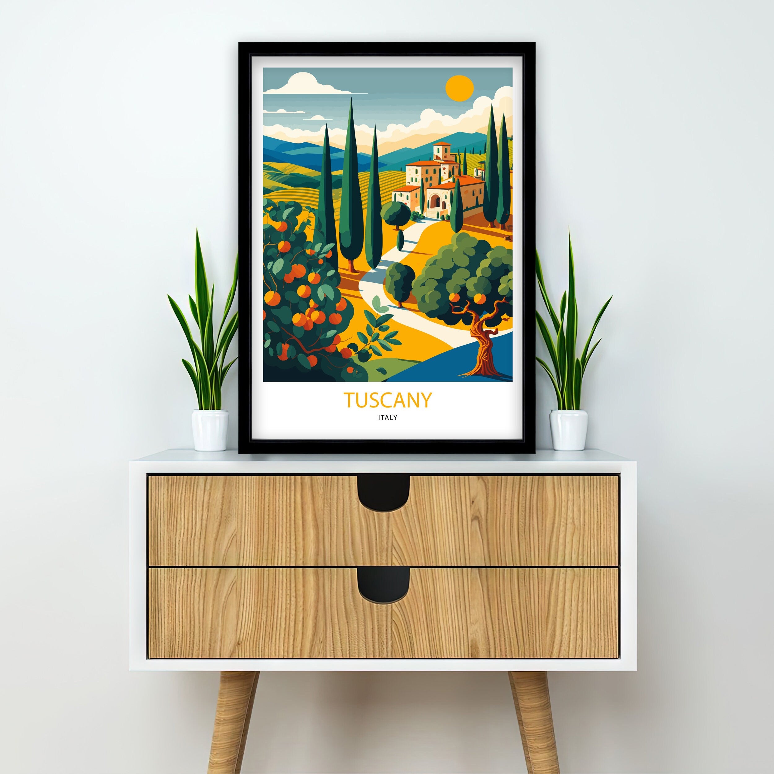 Tuscany Landscape Art Print | Italian Travel Poster