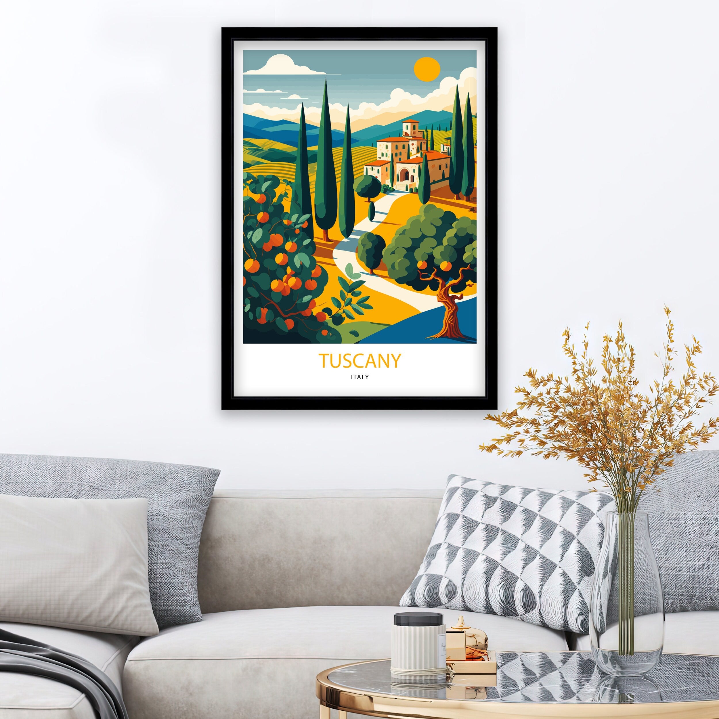 Tuscany Landscape Art Print | Italian Travel Poster