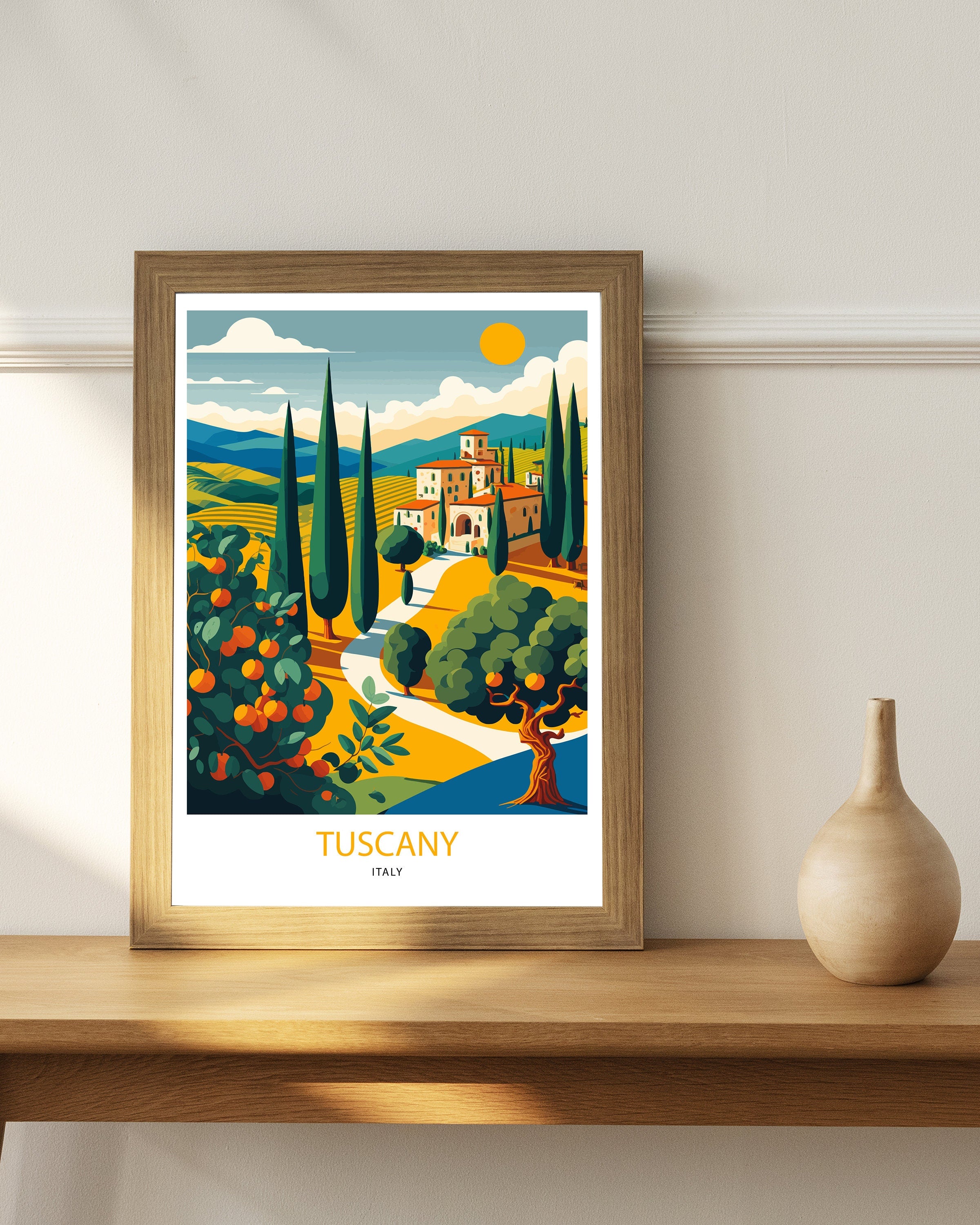 Tuscany Landscape Art Print | Italian Travel Poster