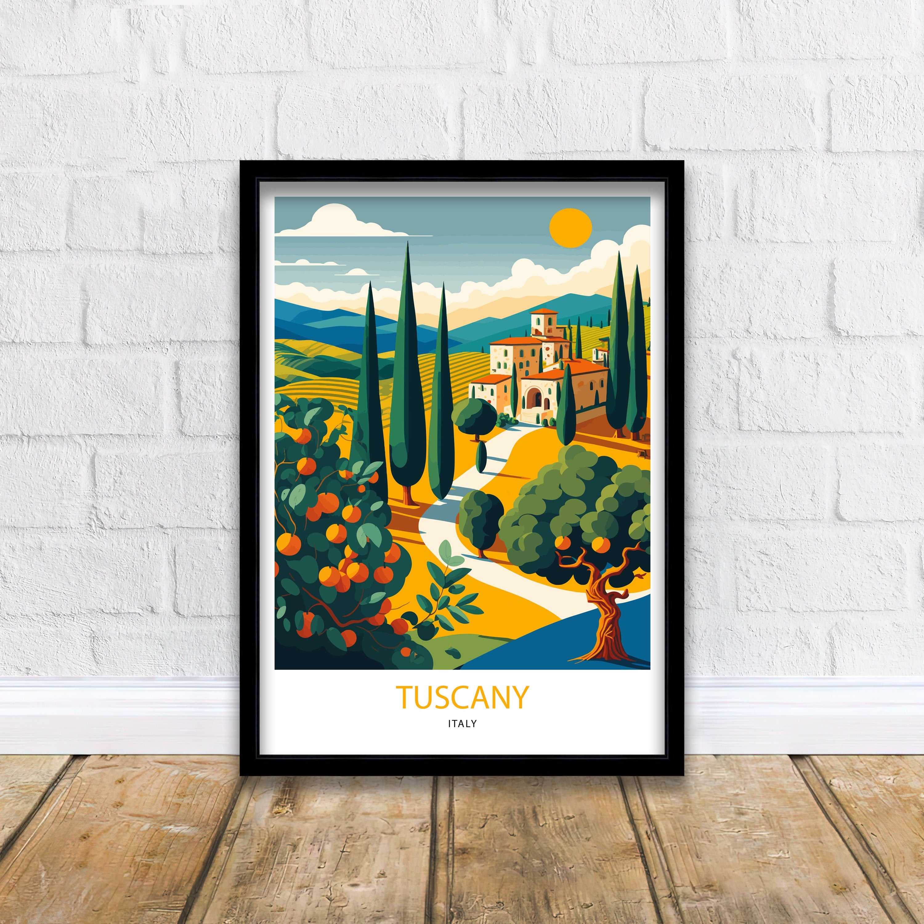 Tuscany Landscape Art Print | Italian Travel Poster