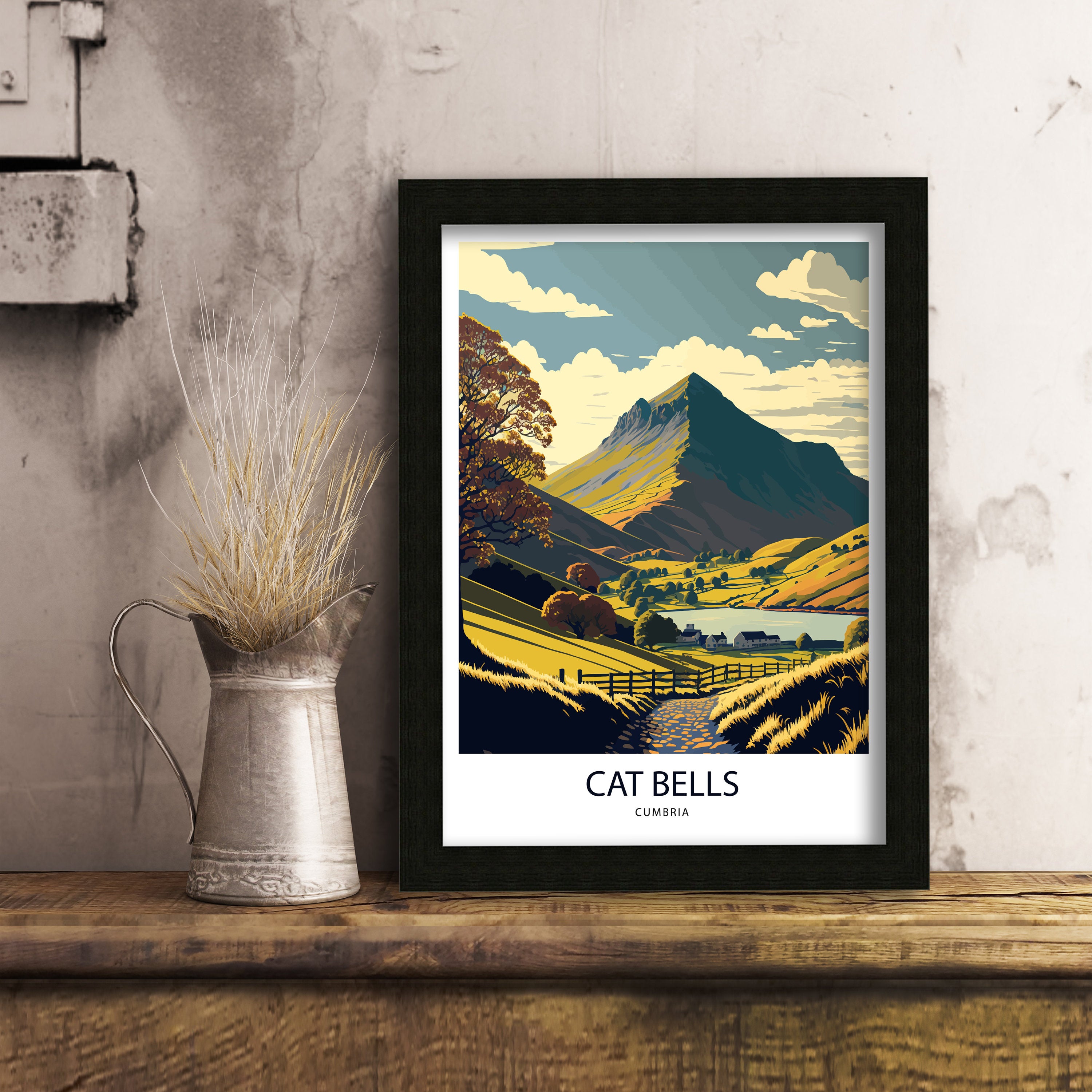 Cat Bells Lake District Art Poster