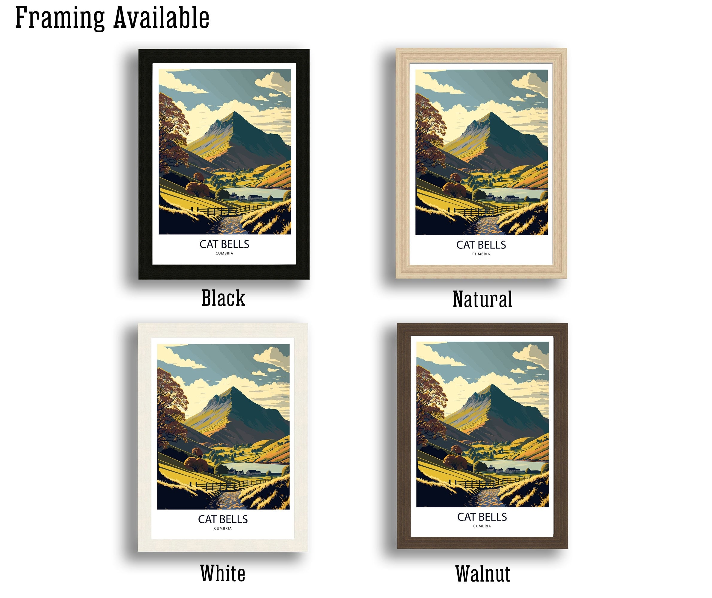 Cat Bells Lake District Art Poster