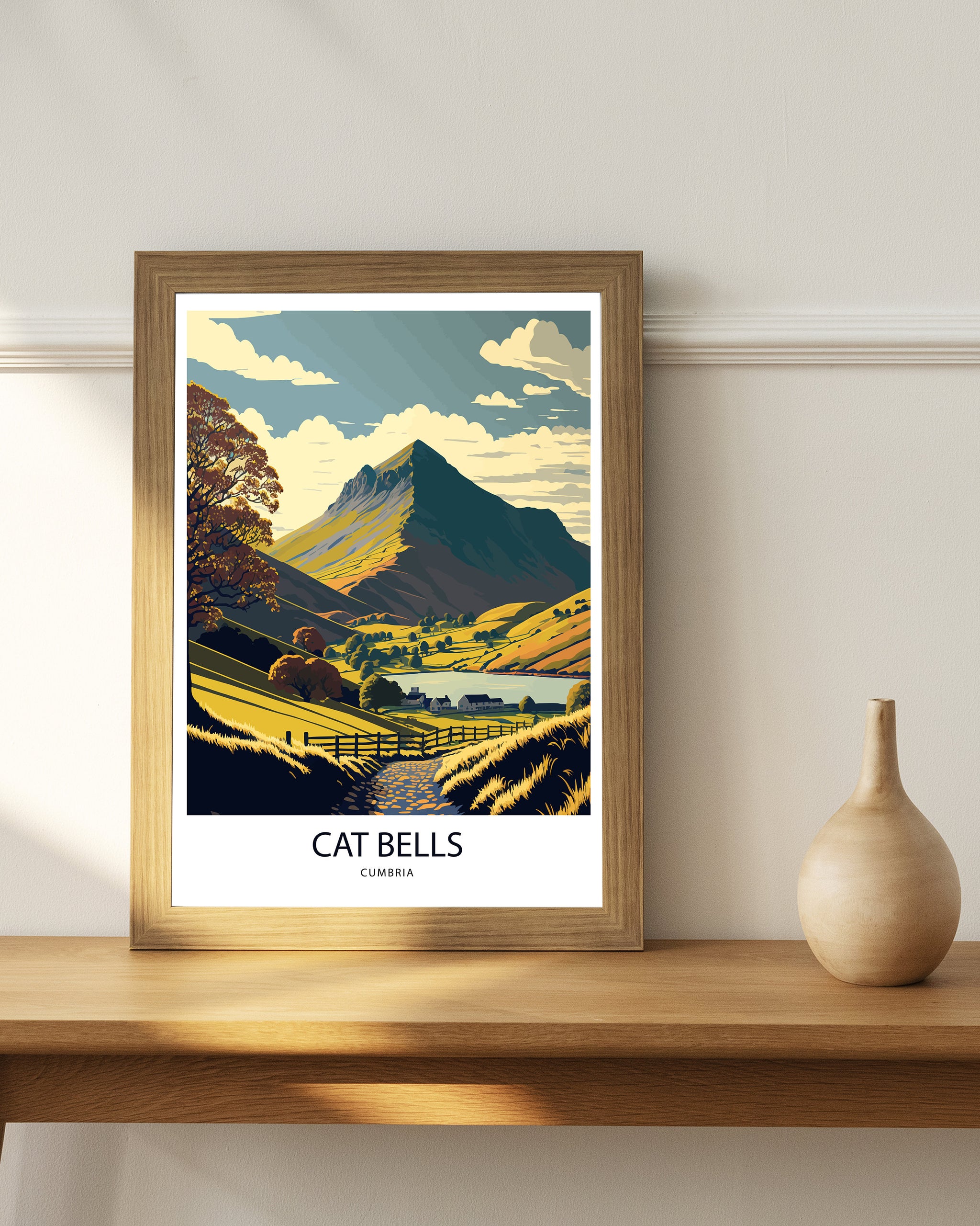 Cat Bells Lake District Art Poster