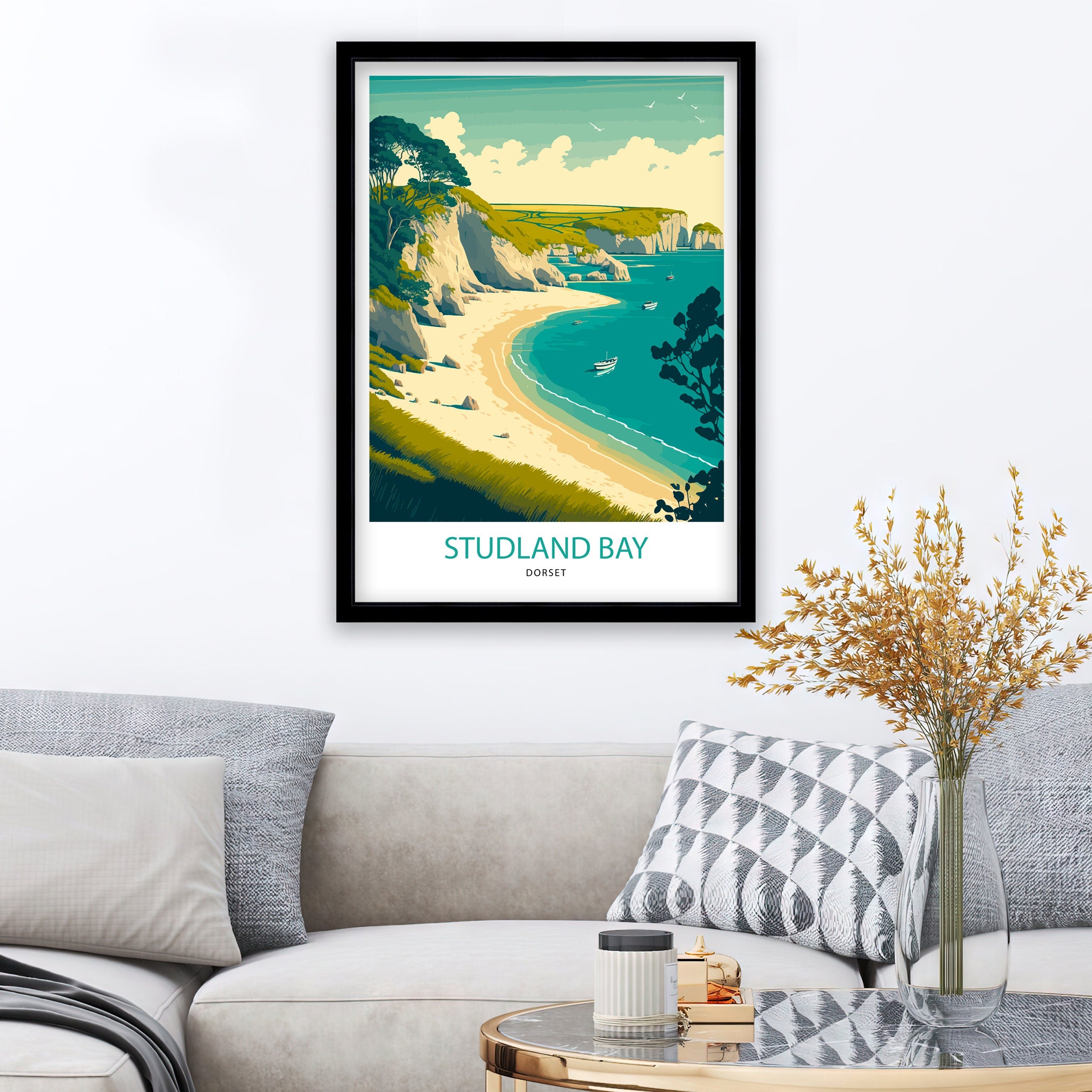Studland Bay Art Print | Dorset Coast Travel Poster