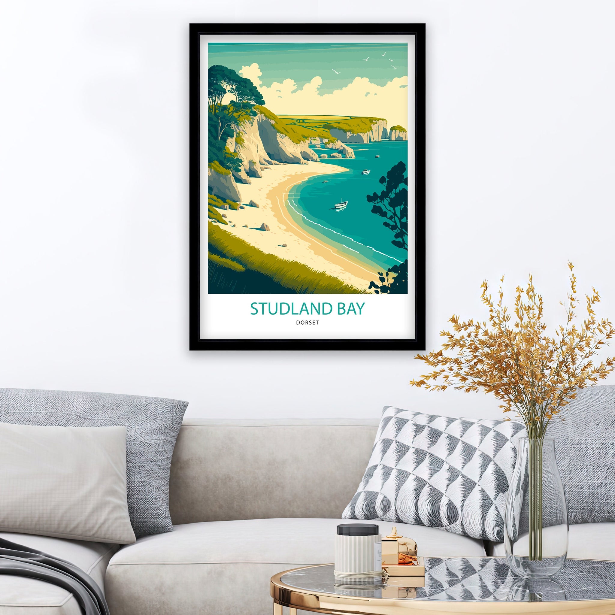 Studland Bay Art Print | Dorset Coast Travel Poster