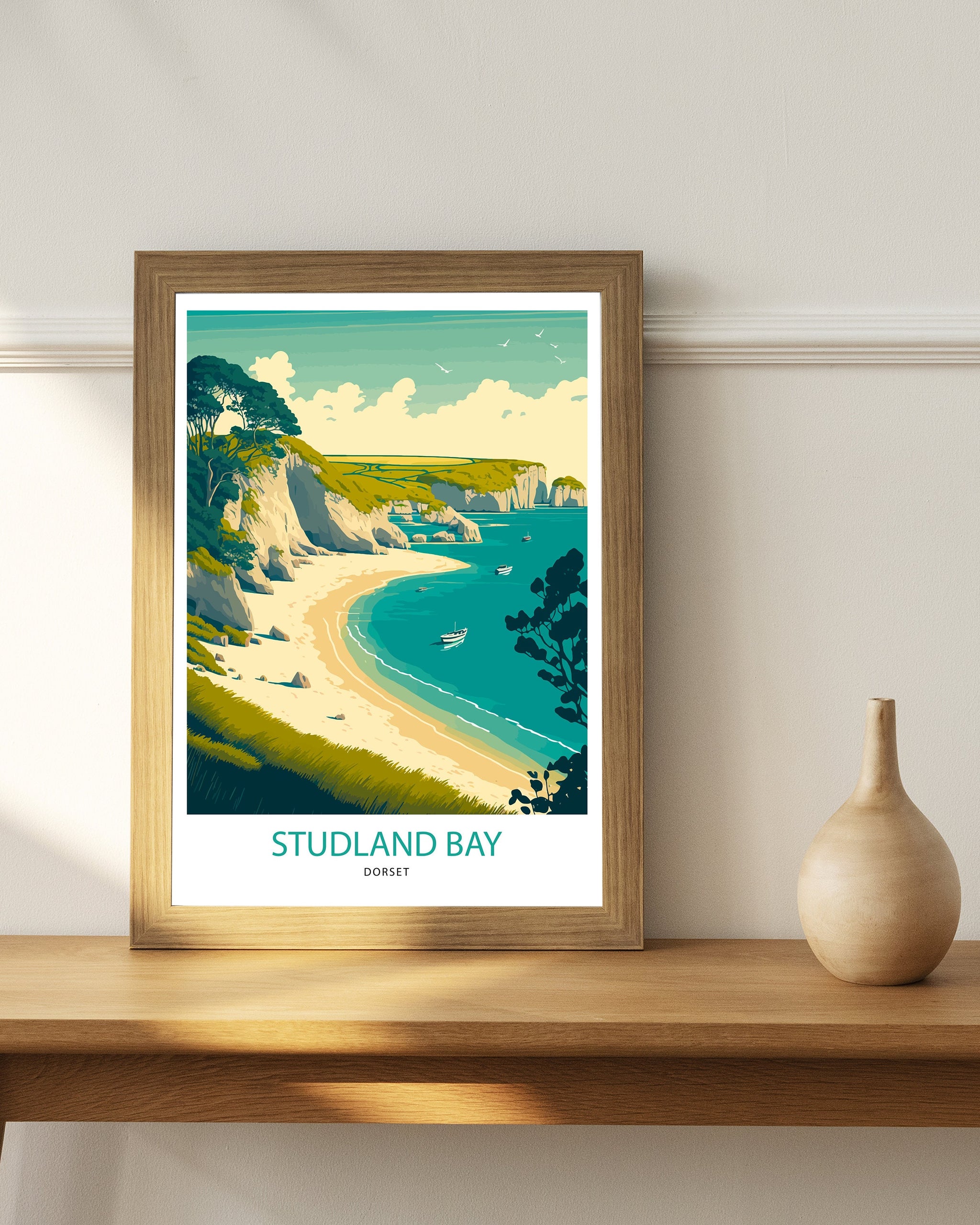 Studland Bay Art Print | Dorset Coast Travel Poster