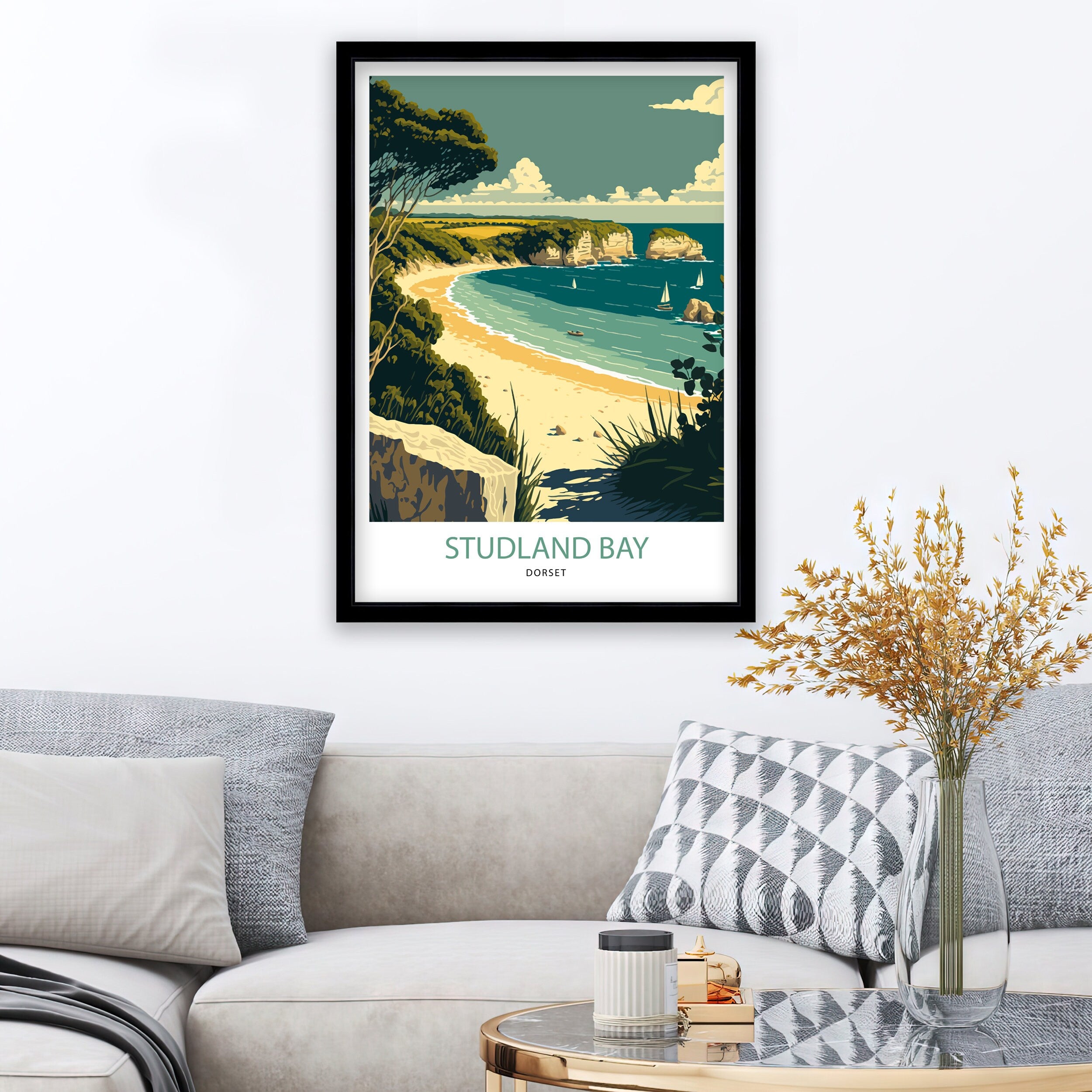 Studland Bay Art Print | Dorset Coast Travel Poster