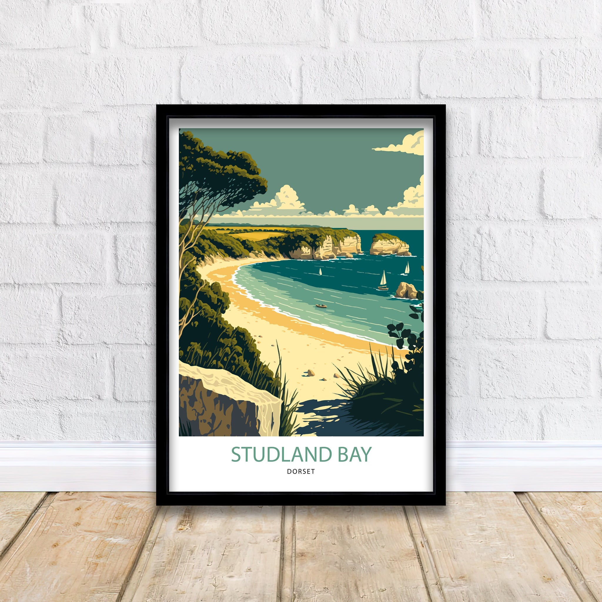 Studland Bay Art Print | Dorset Coast Travel Poster
