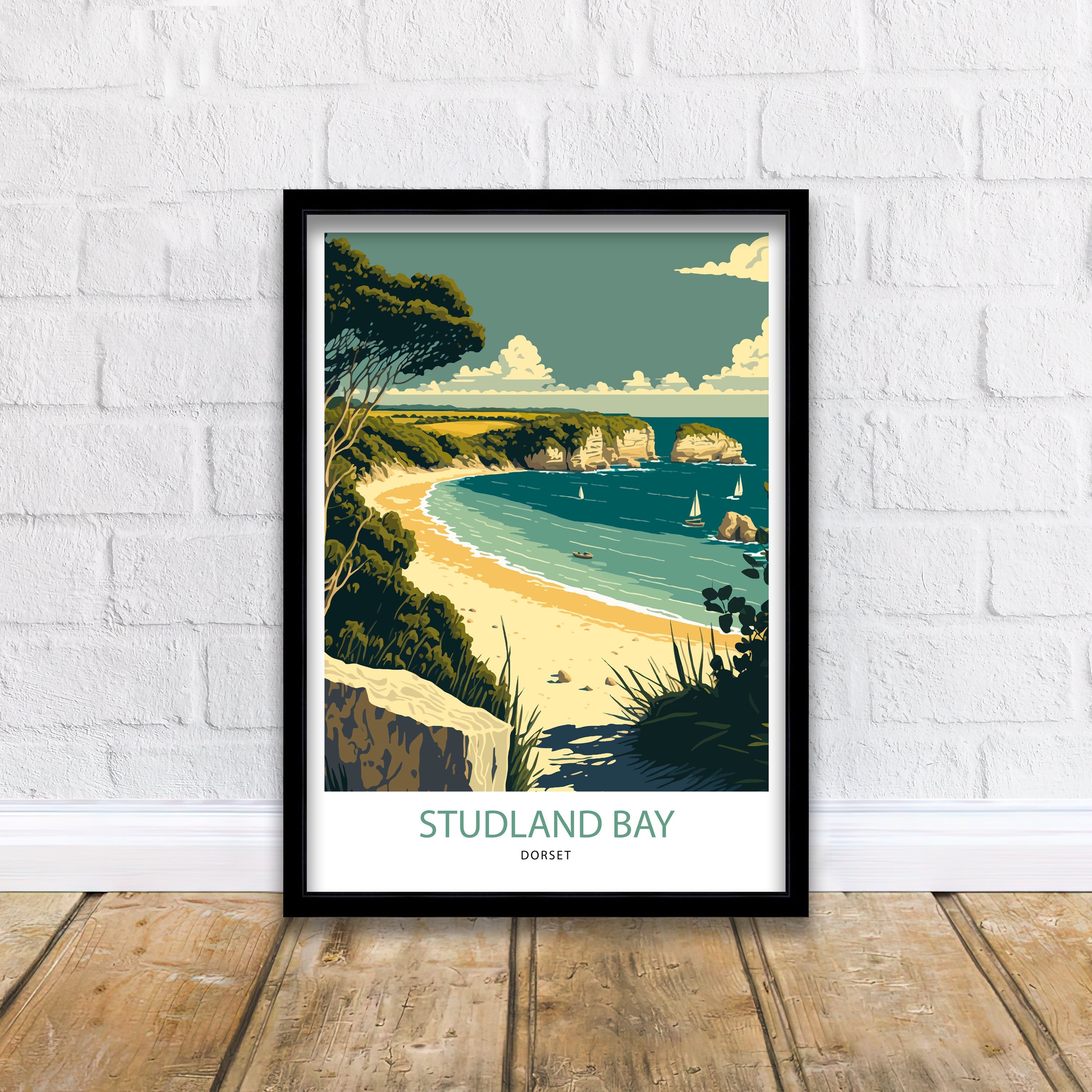Studland Bay Art Print | Dorset Coast Travel Poster