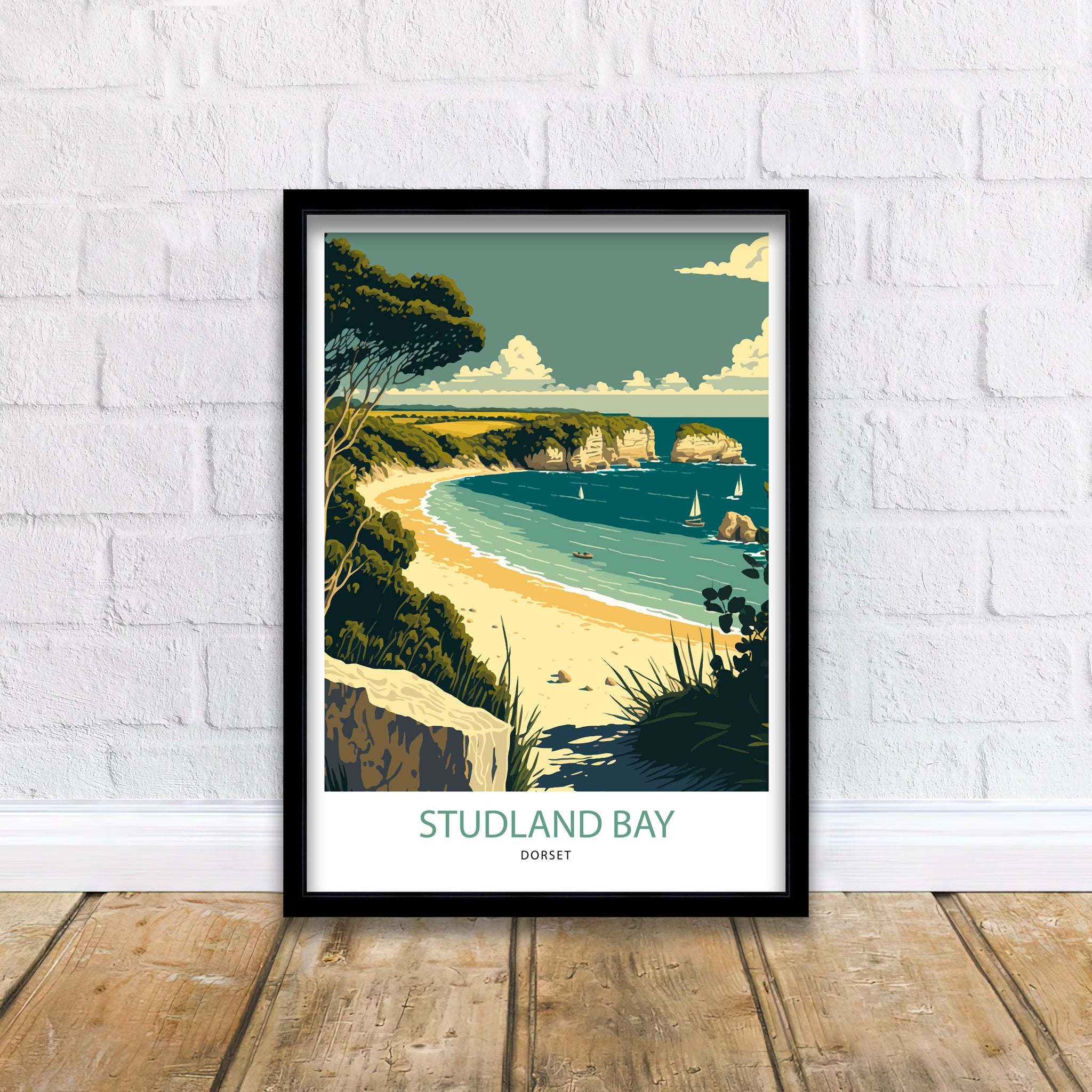 Studland Bay Art Print | Dorset Coast Travel Poster