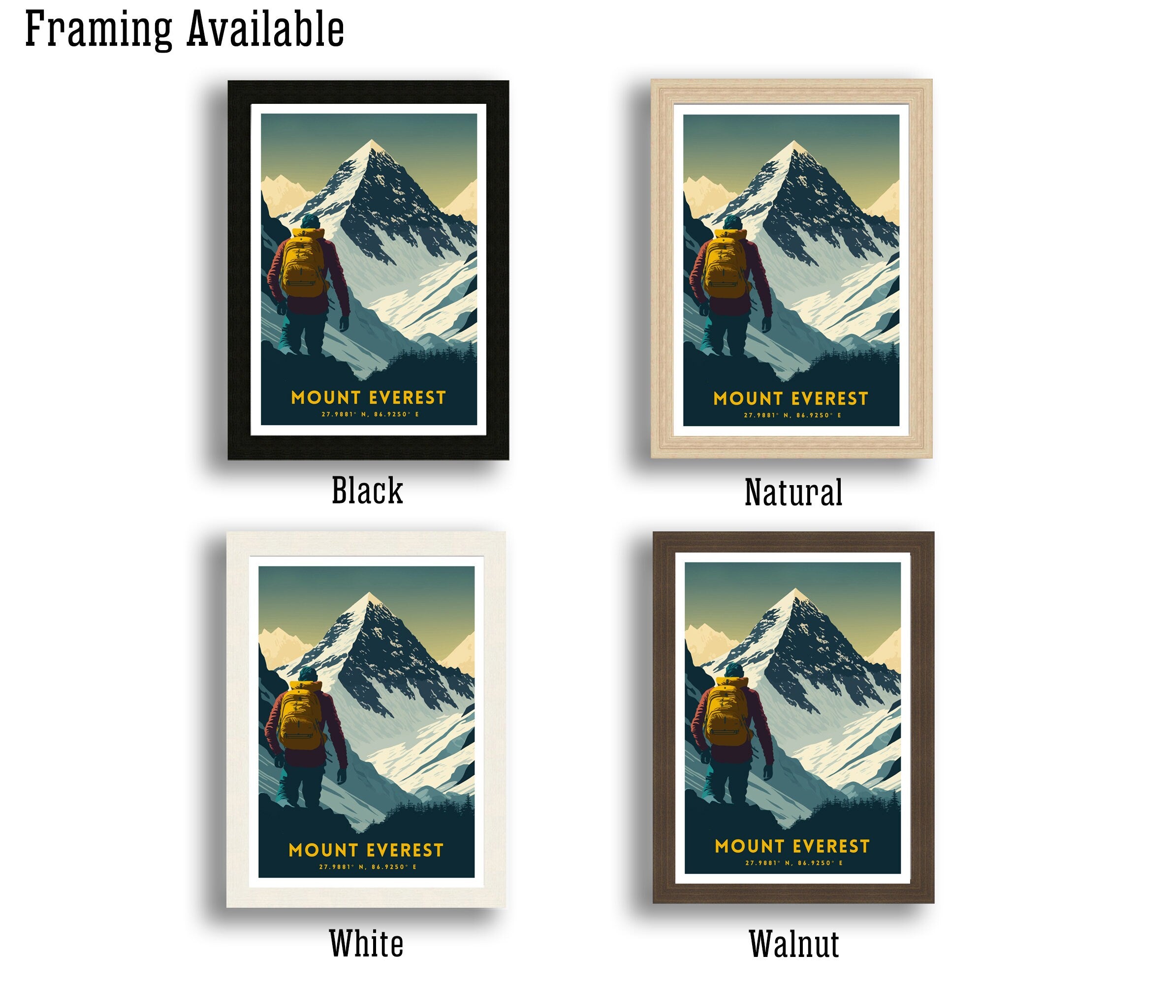 Mount Everest Travel Poster | Adventure Wall Art
