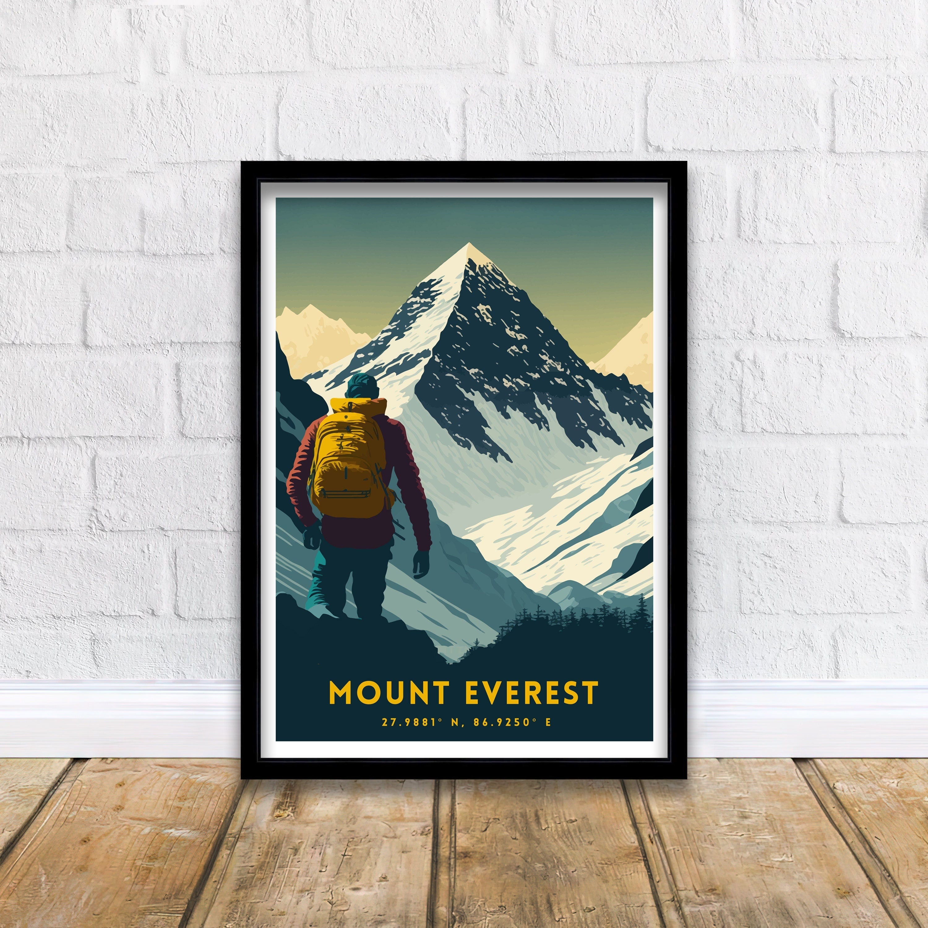 Mount Everest Travel Poster | Adventure Wall Art