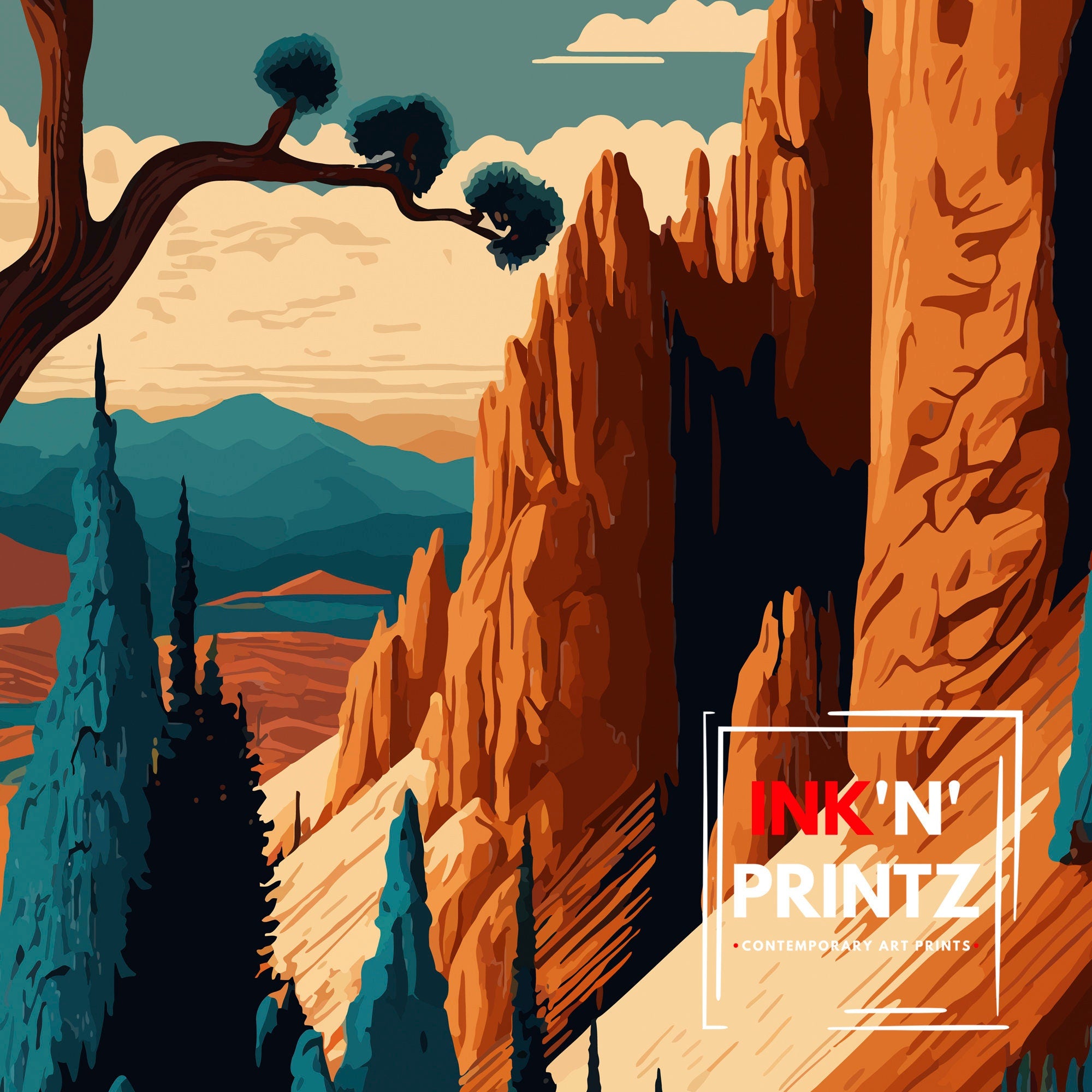 Bryce Canyon National Park Art Print | Utah Travel Poster