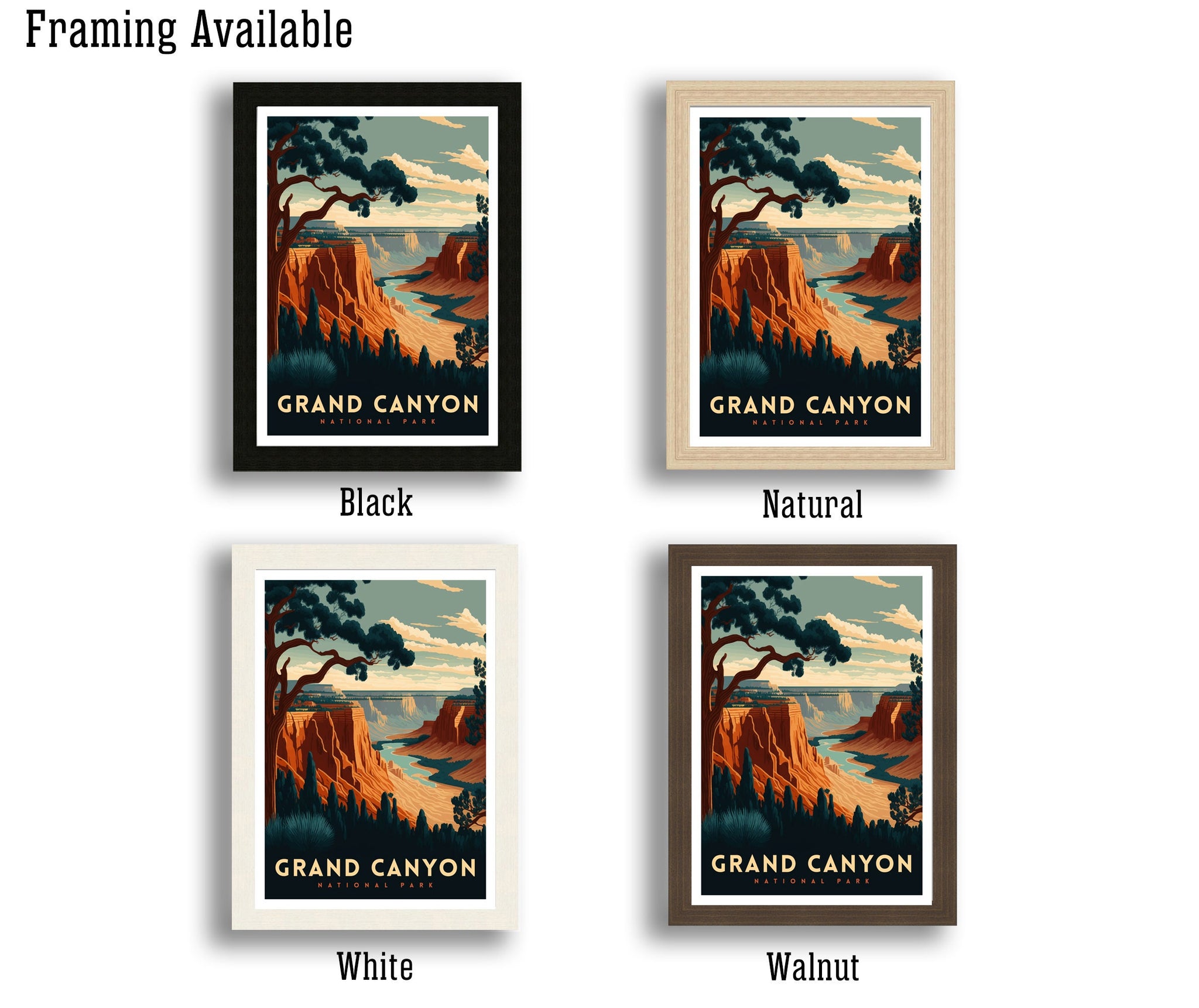 Grand Canyon Travel Poster | Arizona National Park Wall Art