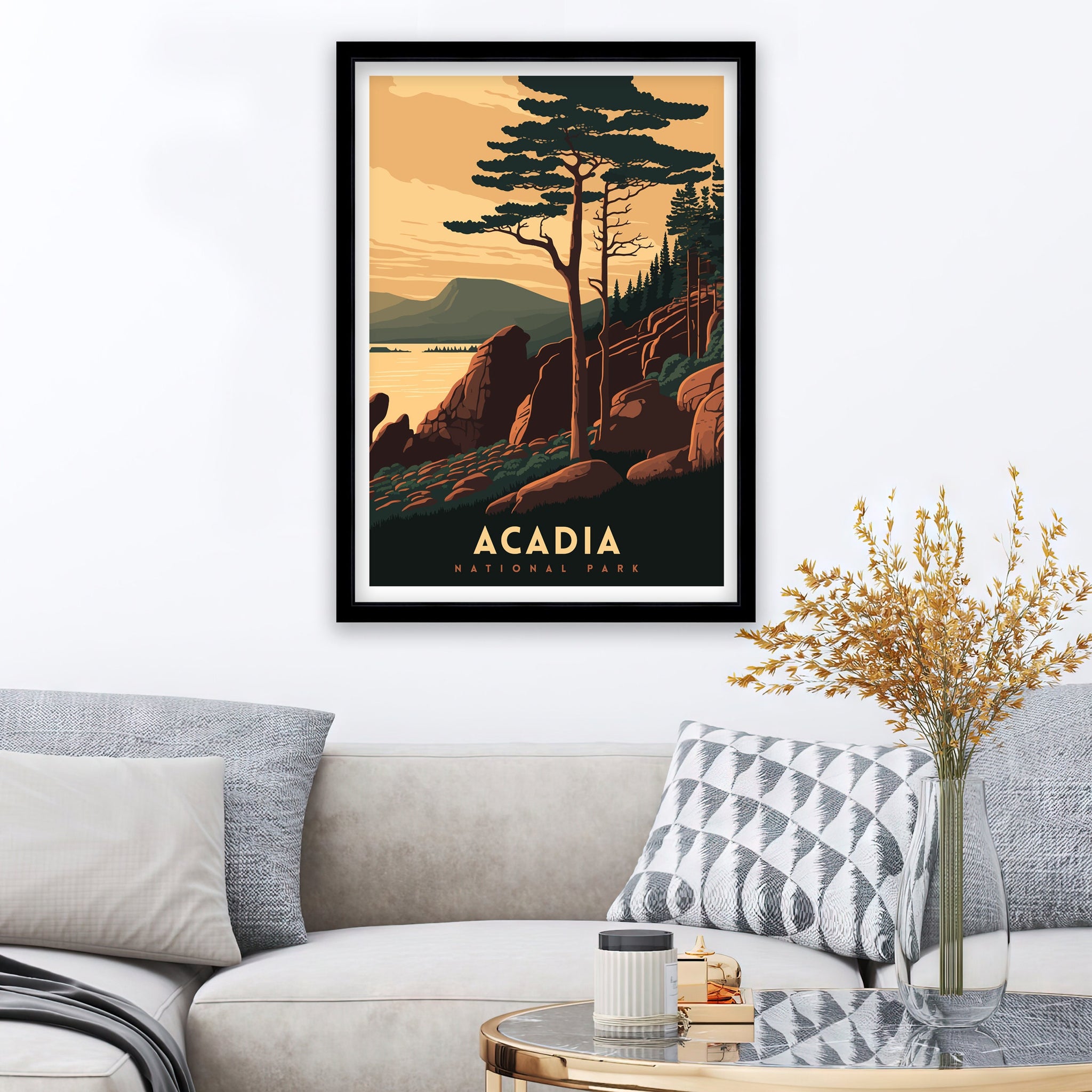 Acadia National Park Poster | Retro Travel Print