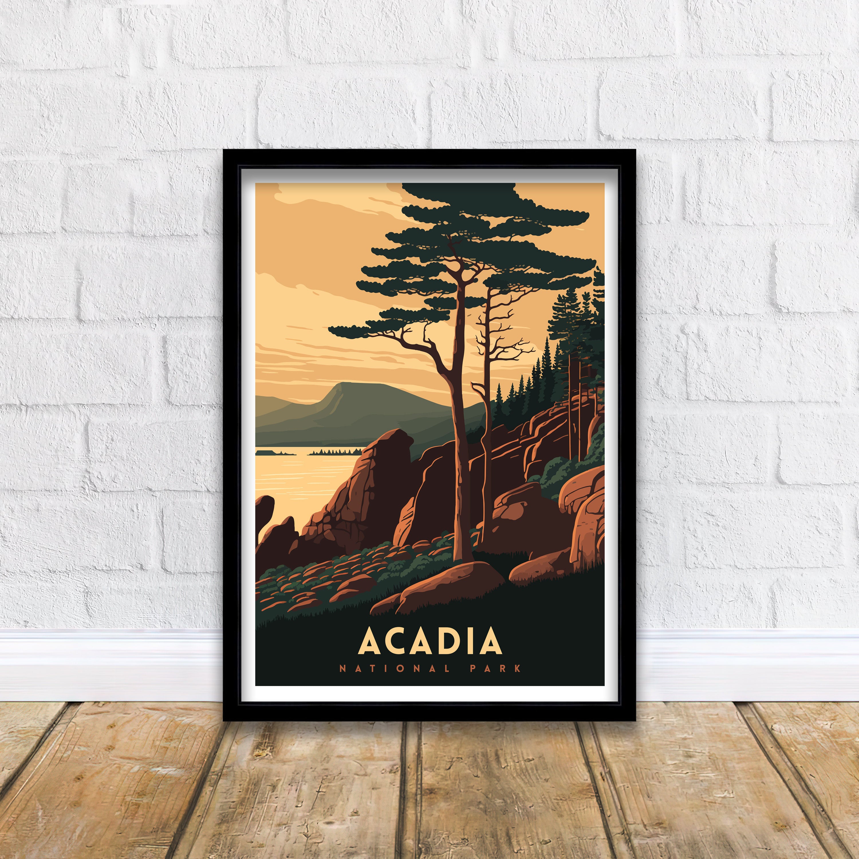 Acadia National Park Poster | Retro Travel Print