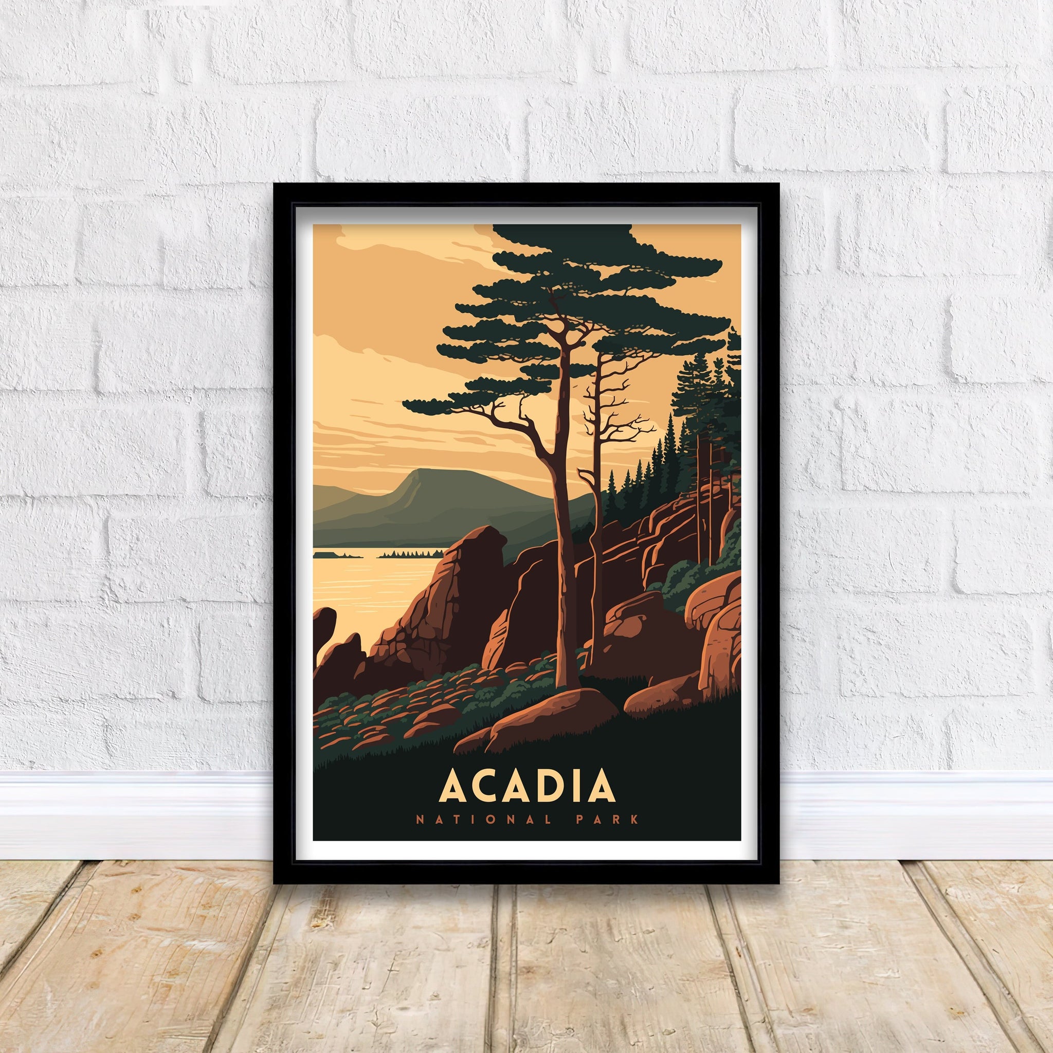 Acadia National Park Poster | Retro Travel Print