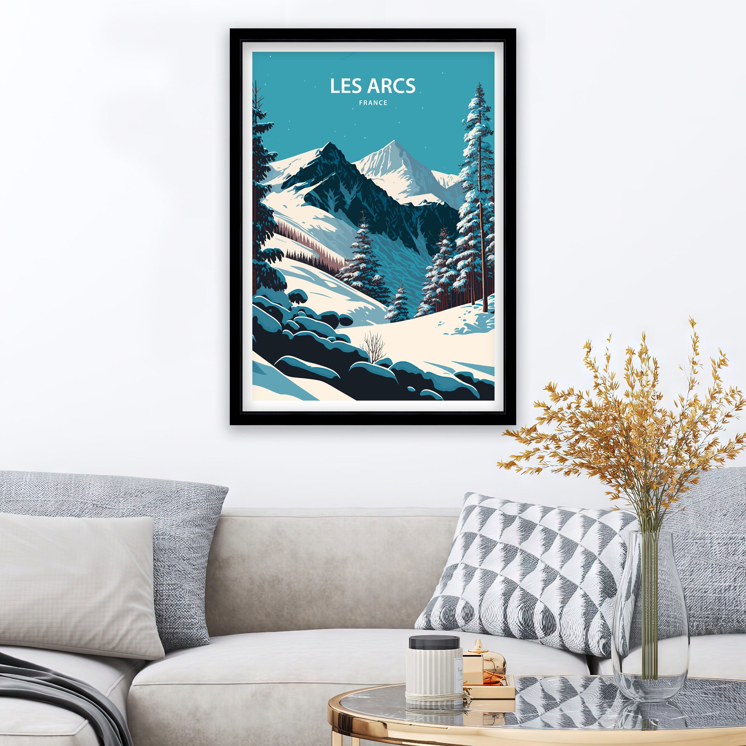 Les Arcs Ski Poster, France Alps Mountain Print
