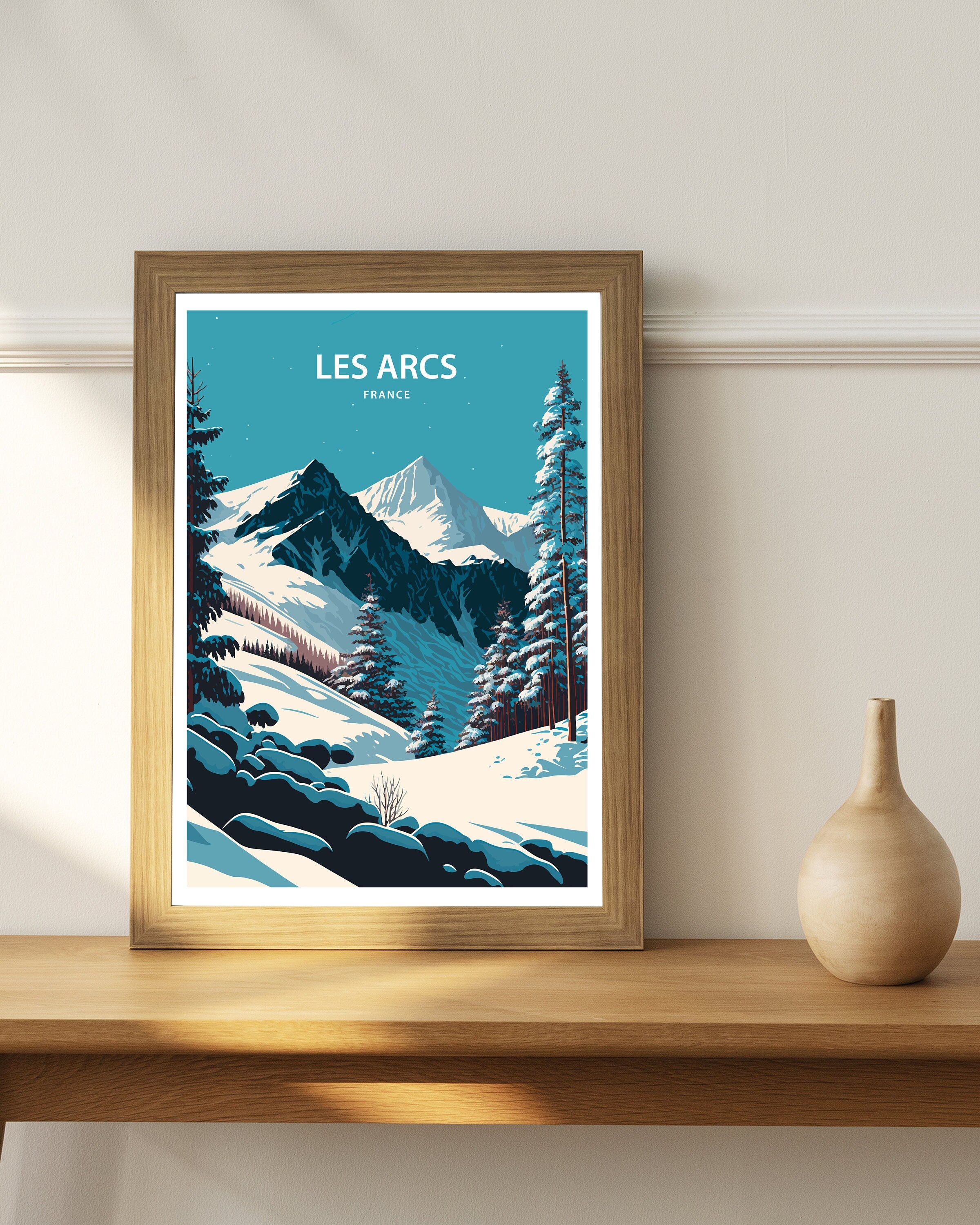 Les Arcs Ski Poster, France Alps Mountain Print