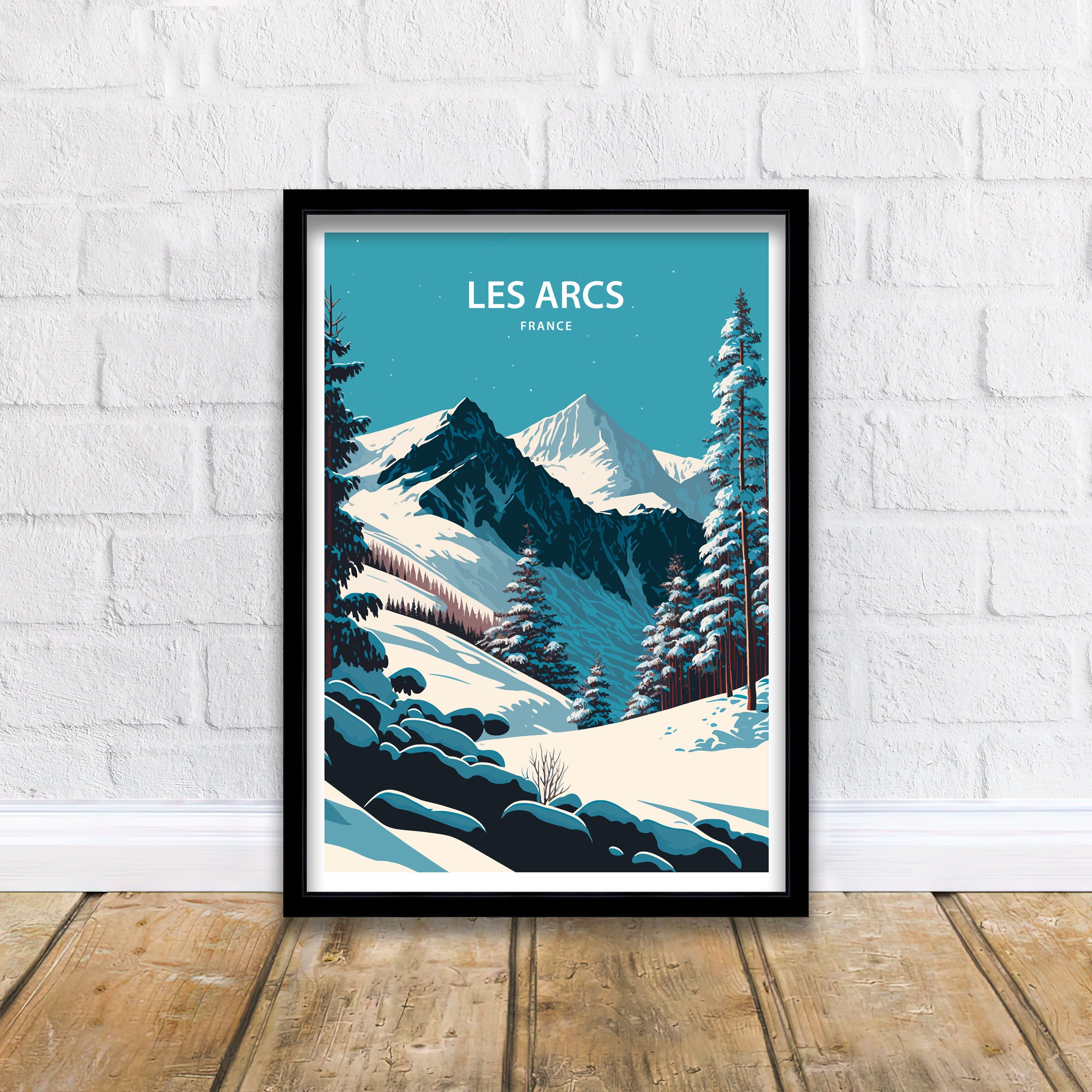 Les Arcs Ski Poster, France Alps Mountain Print