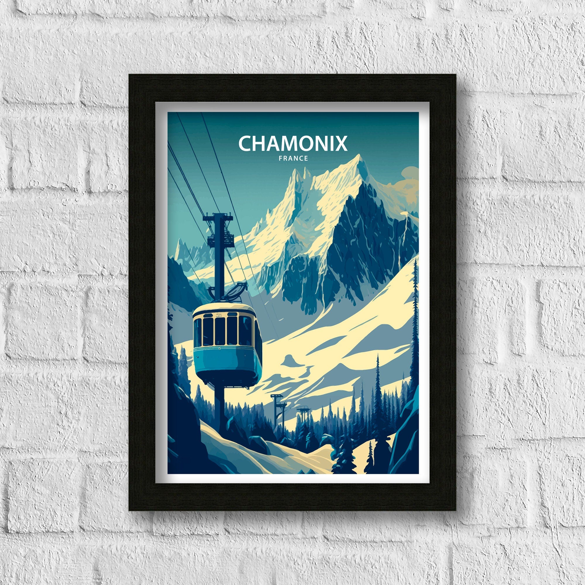 Chamonix Ski Poster | French Alps Travel Print