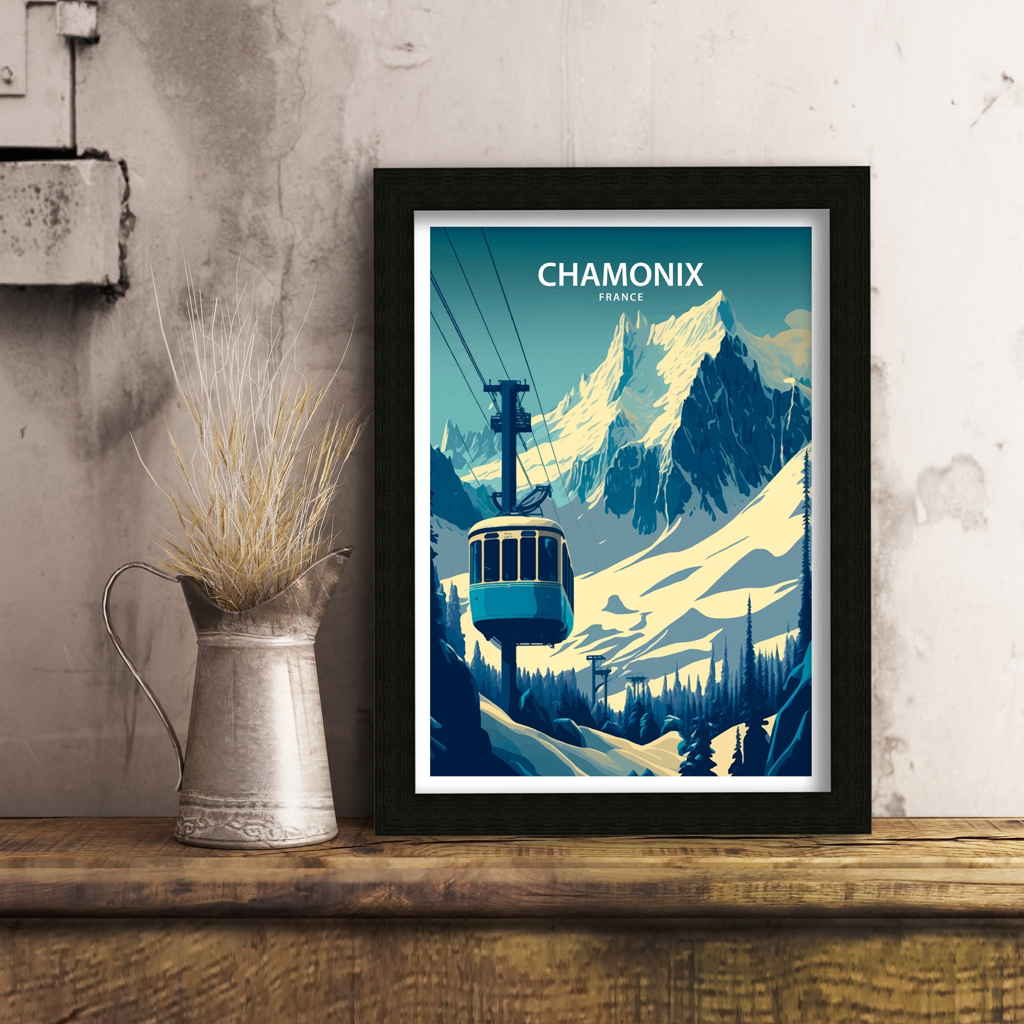 Chamonix Ski Poster | French Alps Travel Print