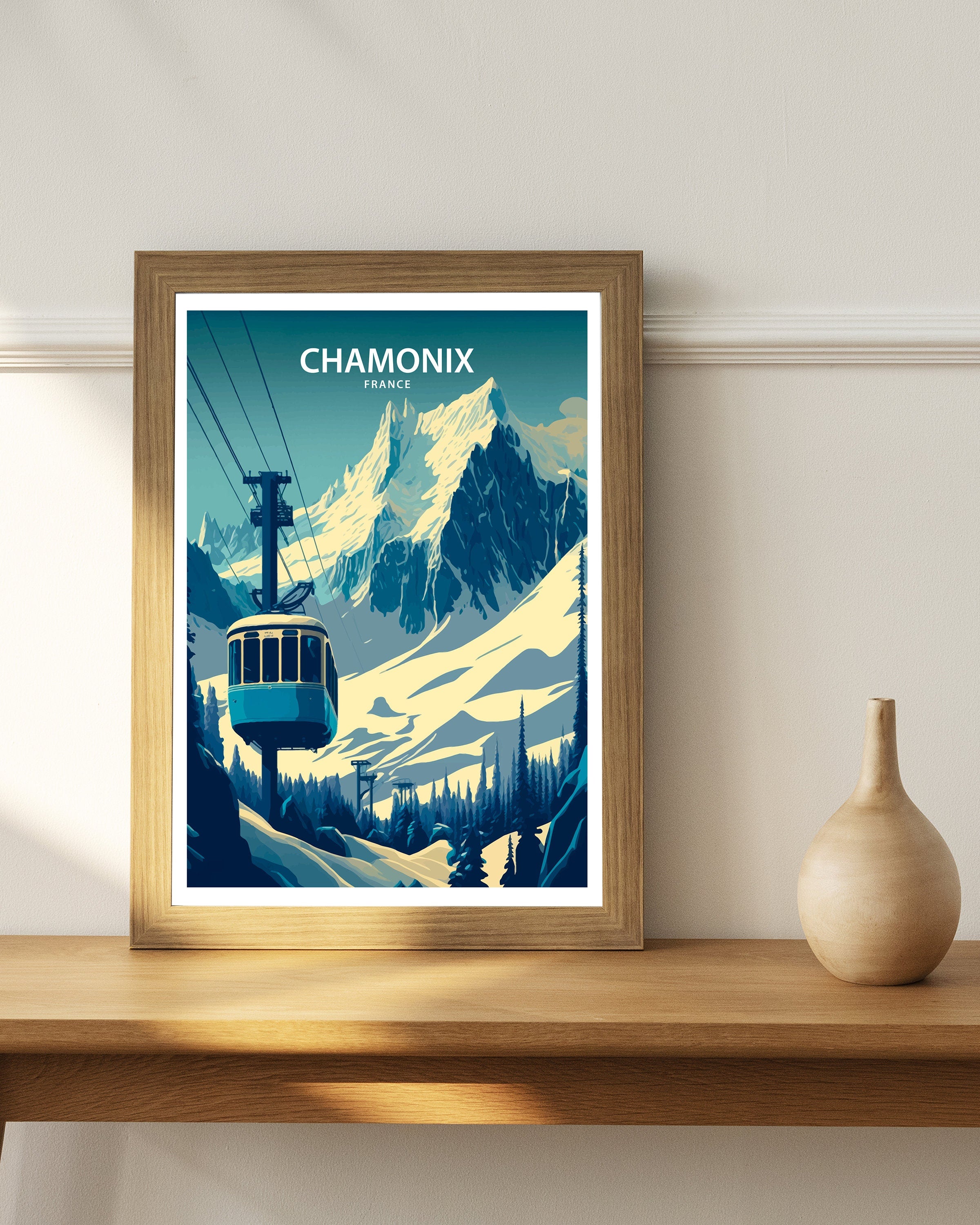 Chamonix Ski Poster | French Alps Travel Print