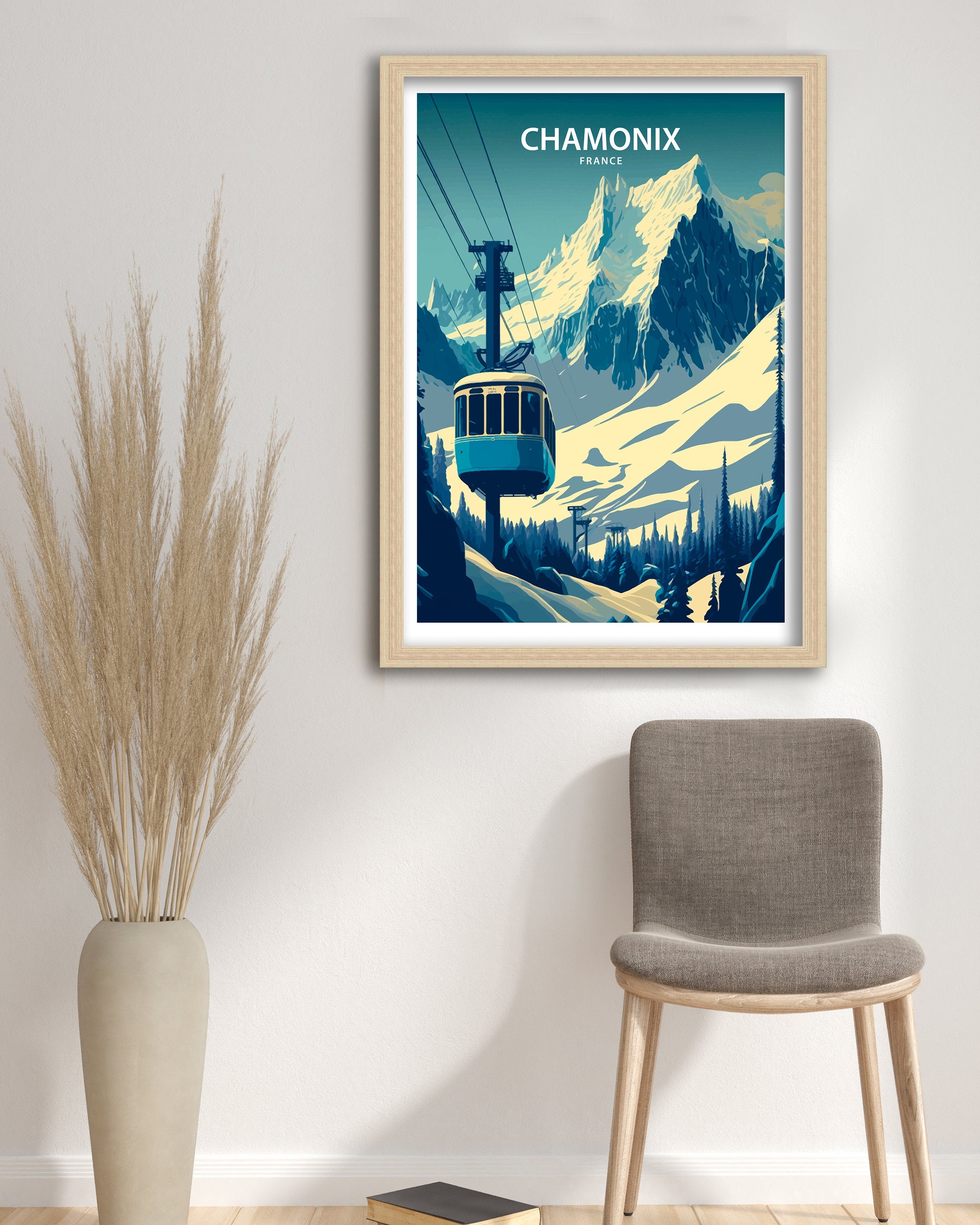Chamonix Ski Poster | French Alps Travel Print
