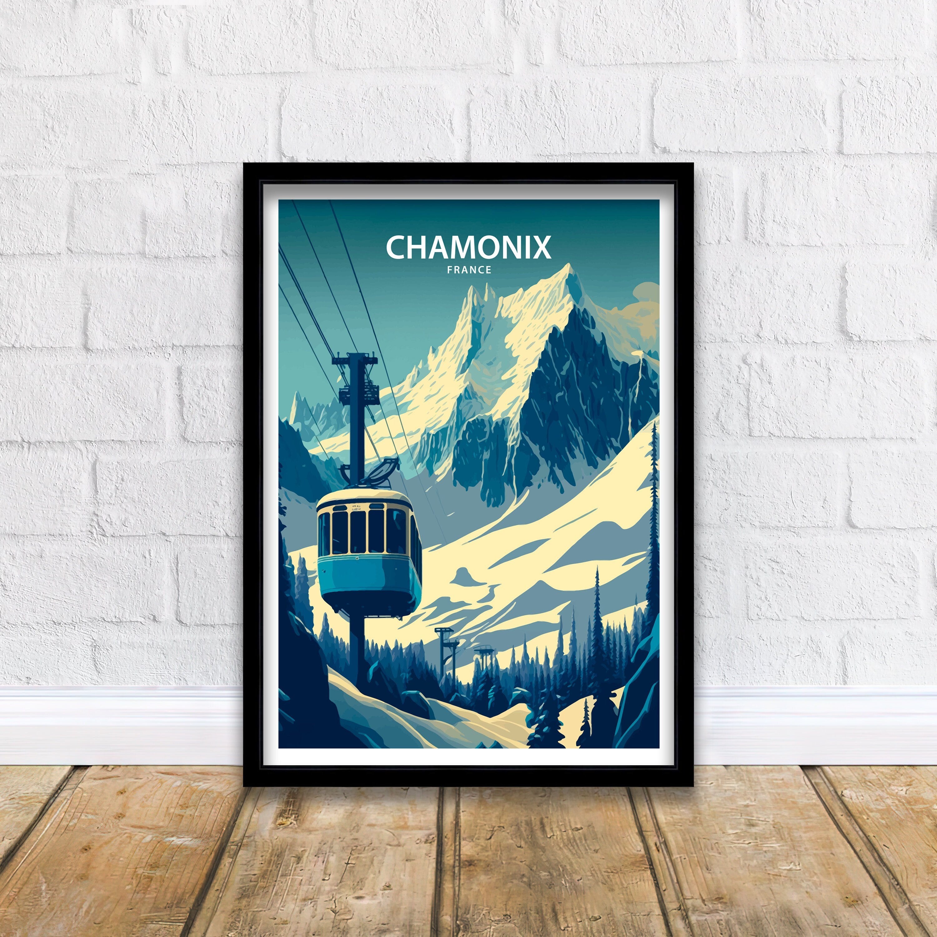Chamonix Ski Poster | French Alps Travel Print